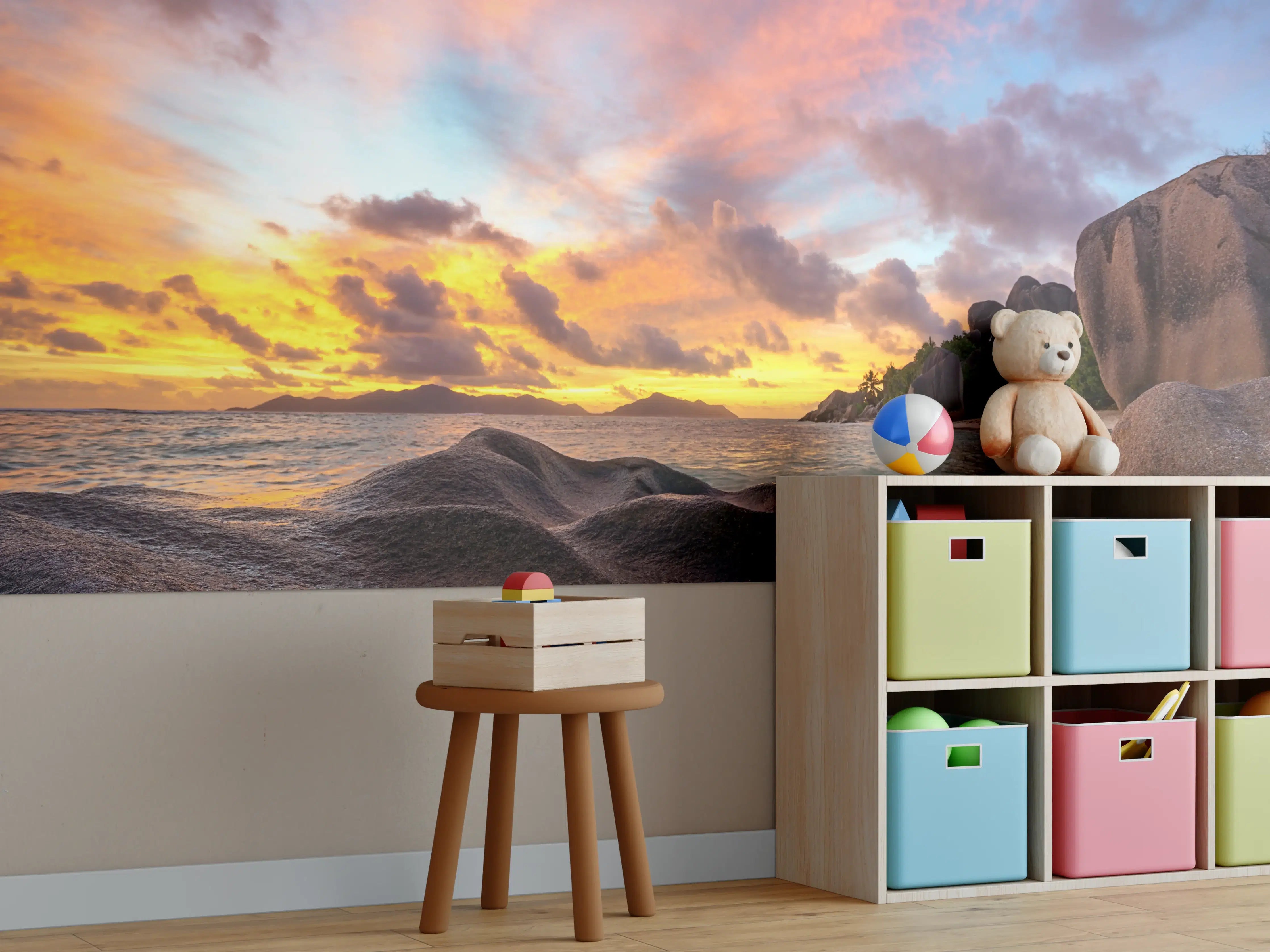 Kinderzimmer Wandgestaltung - Sonnenuntergang am tropischen Strand