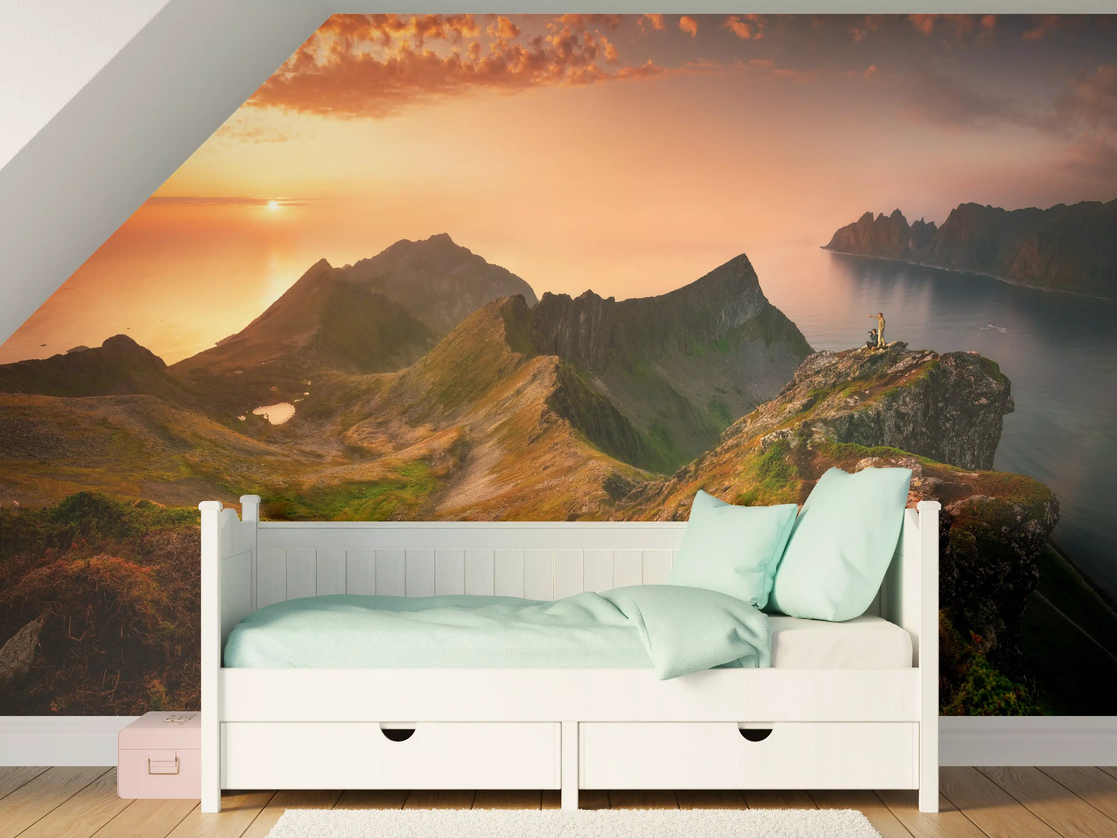 Kinderzimmer Wandgestaltung - Sonnenuntergang auf der Insel Senja