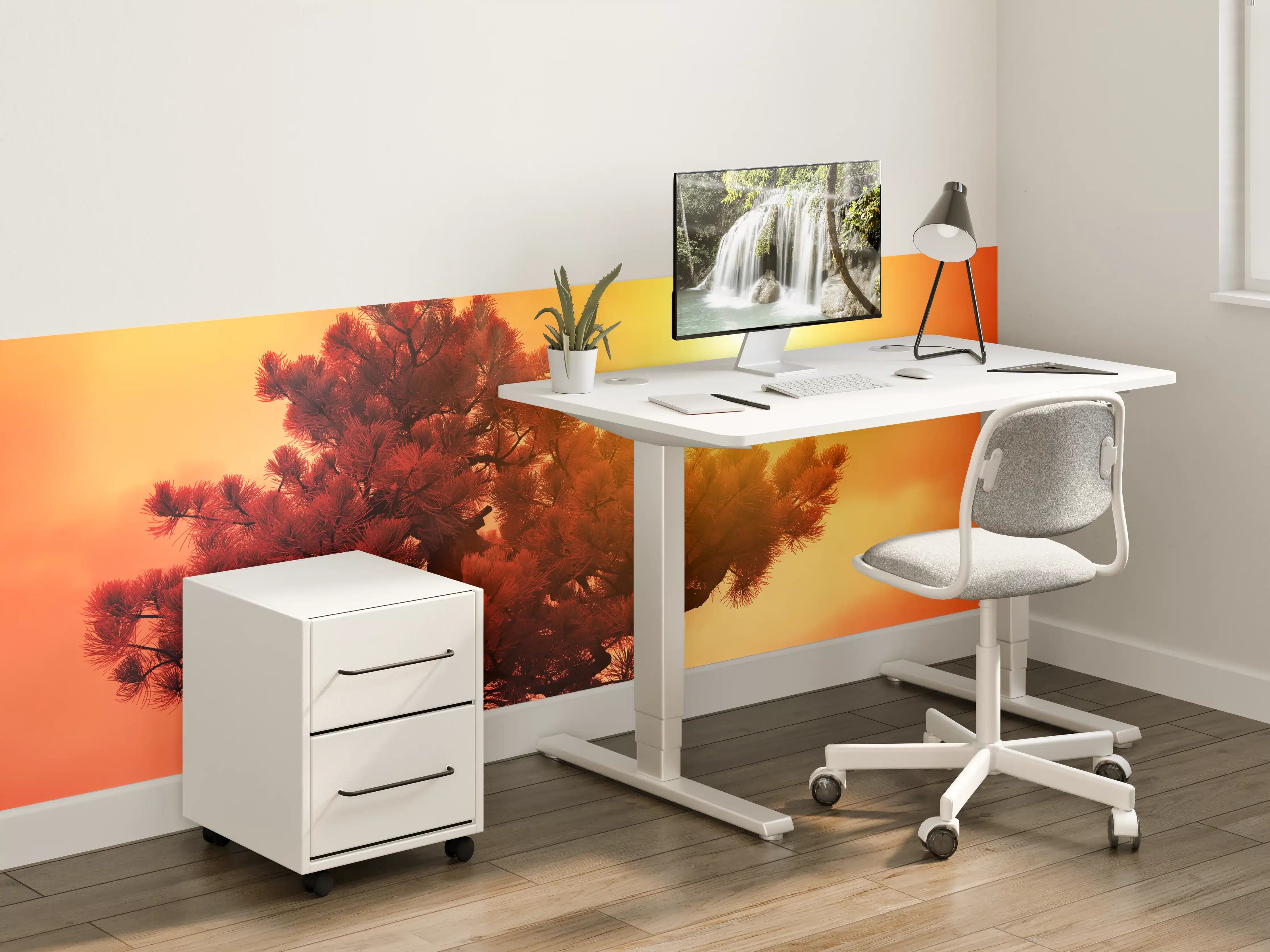 Kinderzimmer Wandgestaltung - Sonnenuntergang hinter einer Baumkrone