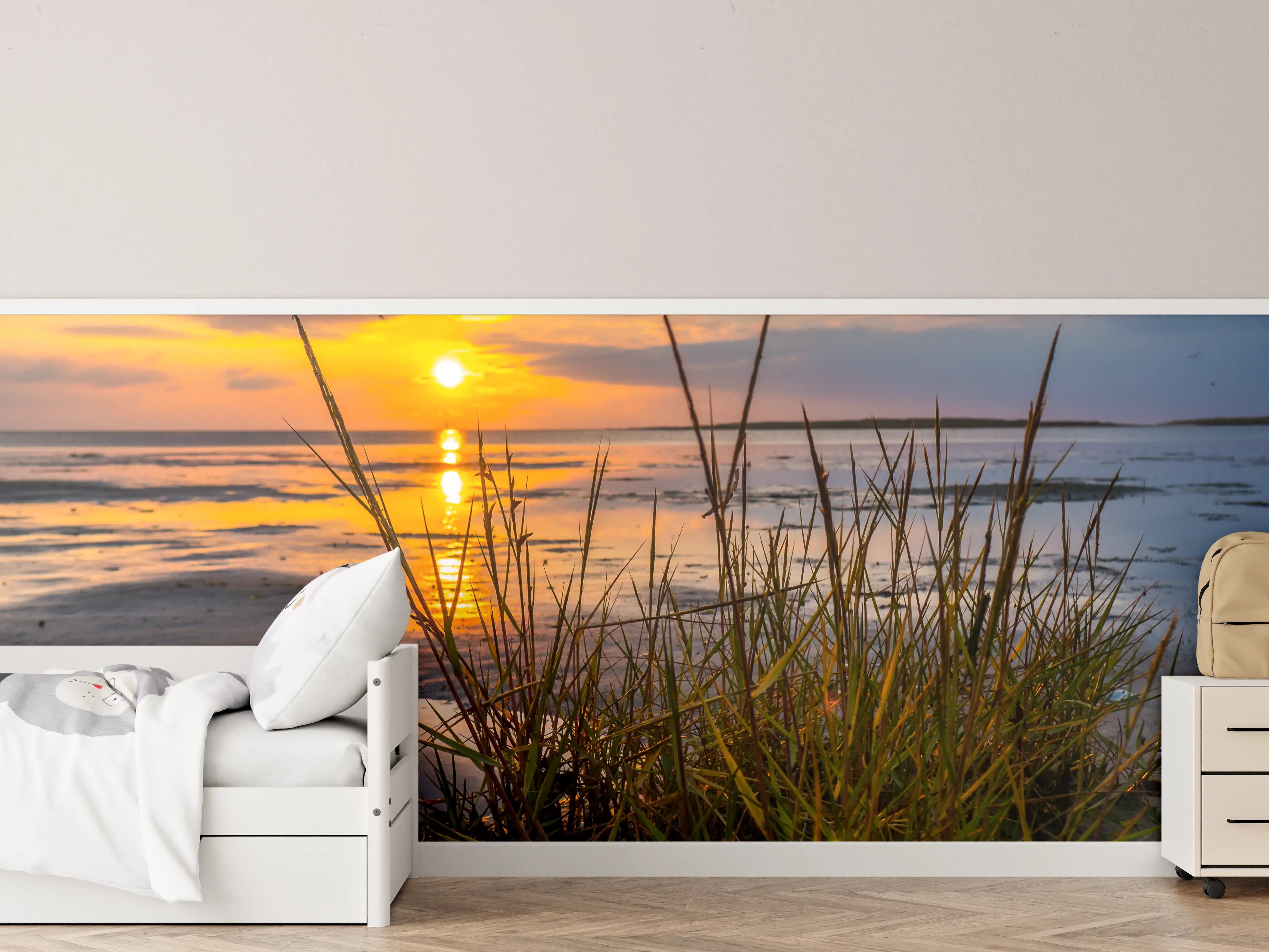Kinderzimmer Wandgestaltung - Sonnenuntergang im Wattenmeer an der Nordsee