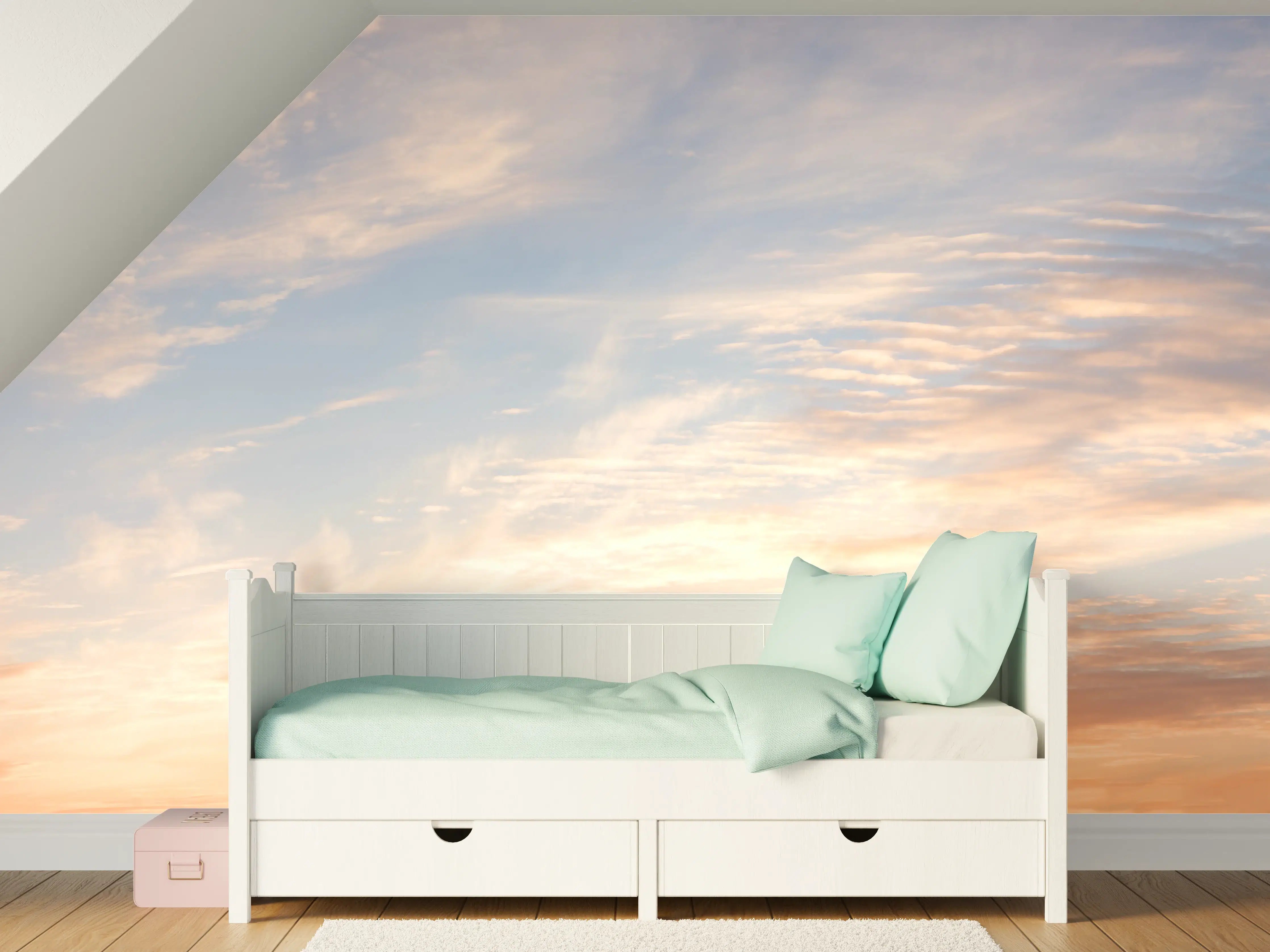 Kinderzimmer Wandgestaltung - Sonnenuntergang über dem Horizont