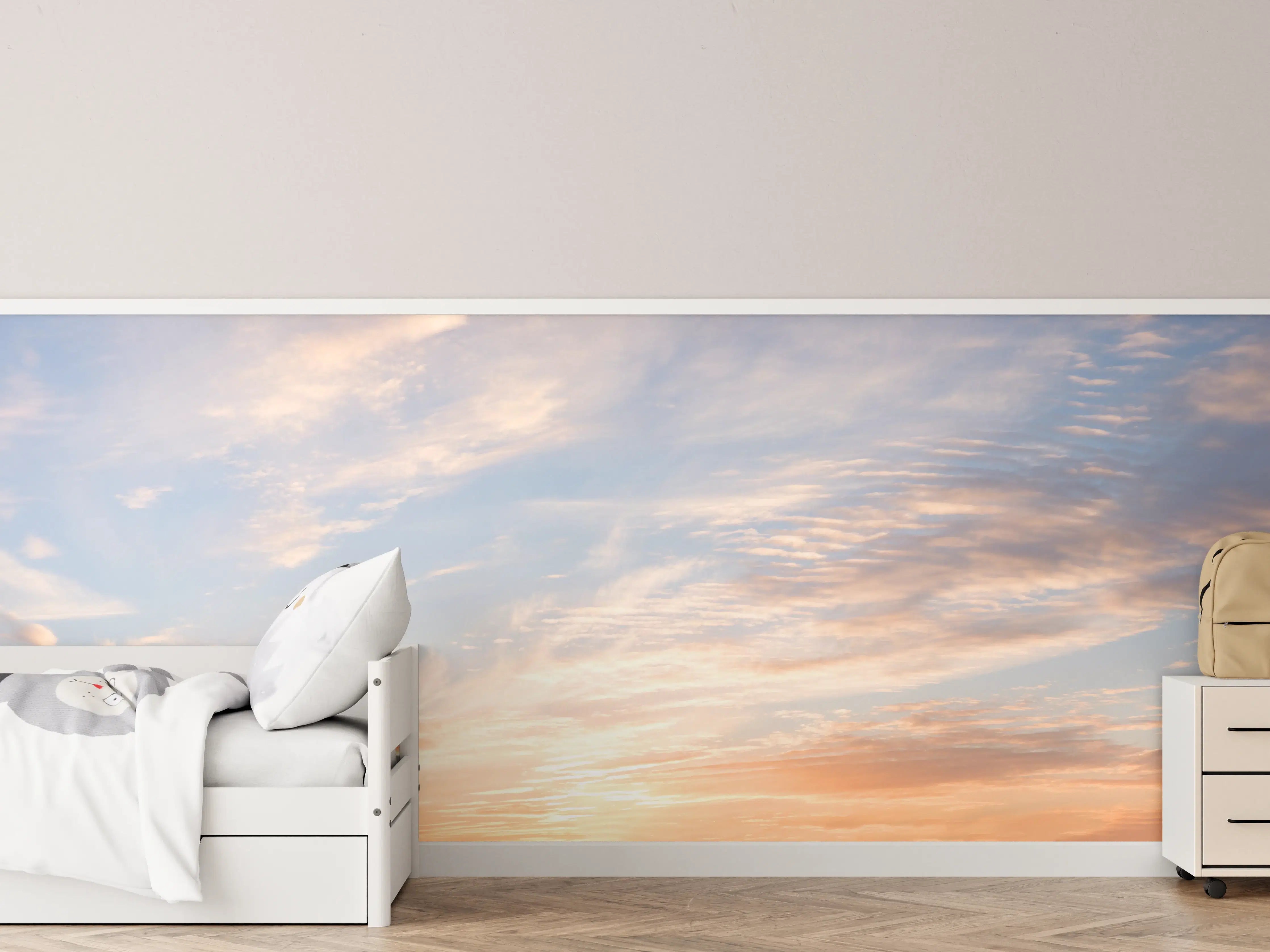 Kinderzimmer Wandgestaltung - Sonnenuntergang über dem Horizont