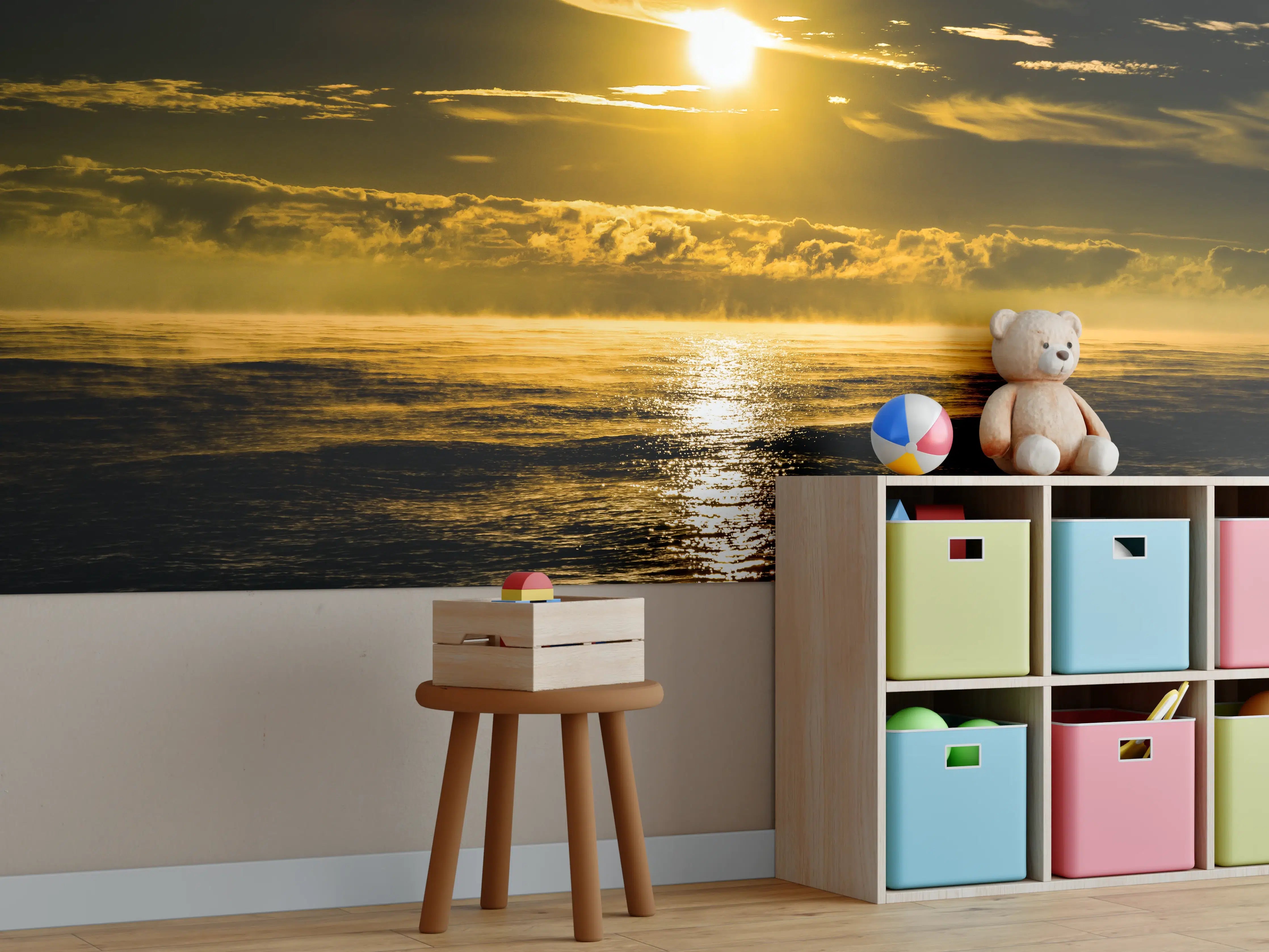 Kinderzimmer Wandgestaltung - Sonnenuntergang über dem Meer