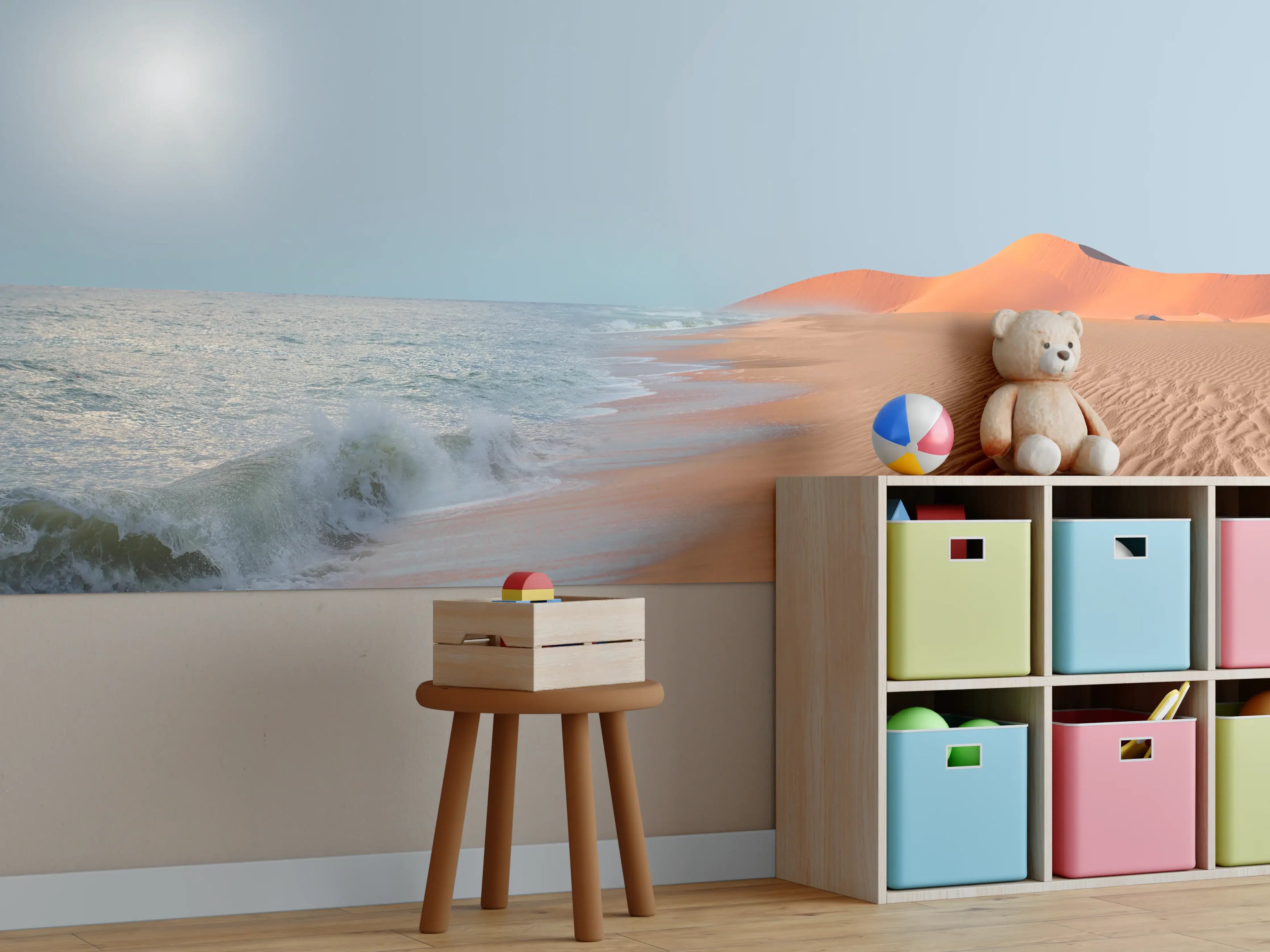 Kinderzimmer Wandgestaltung - Sonniger Wüstenstrand bei Sonnenaufgang