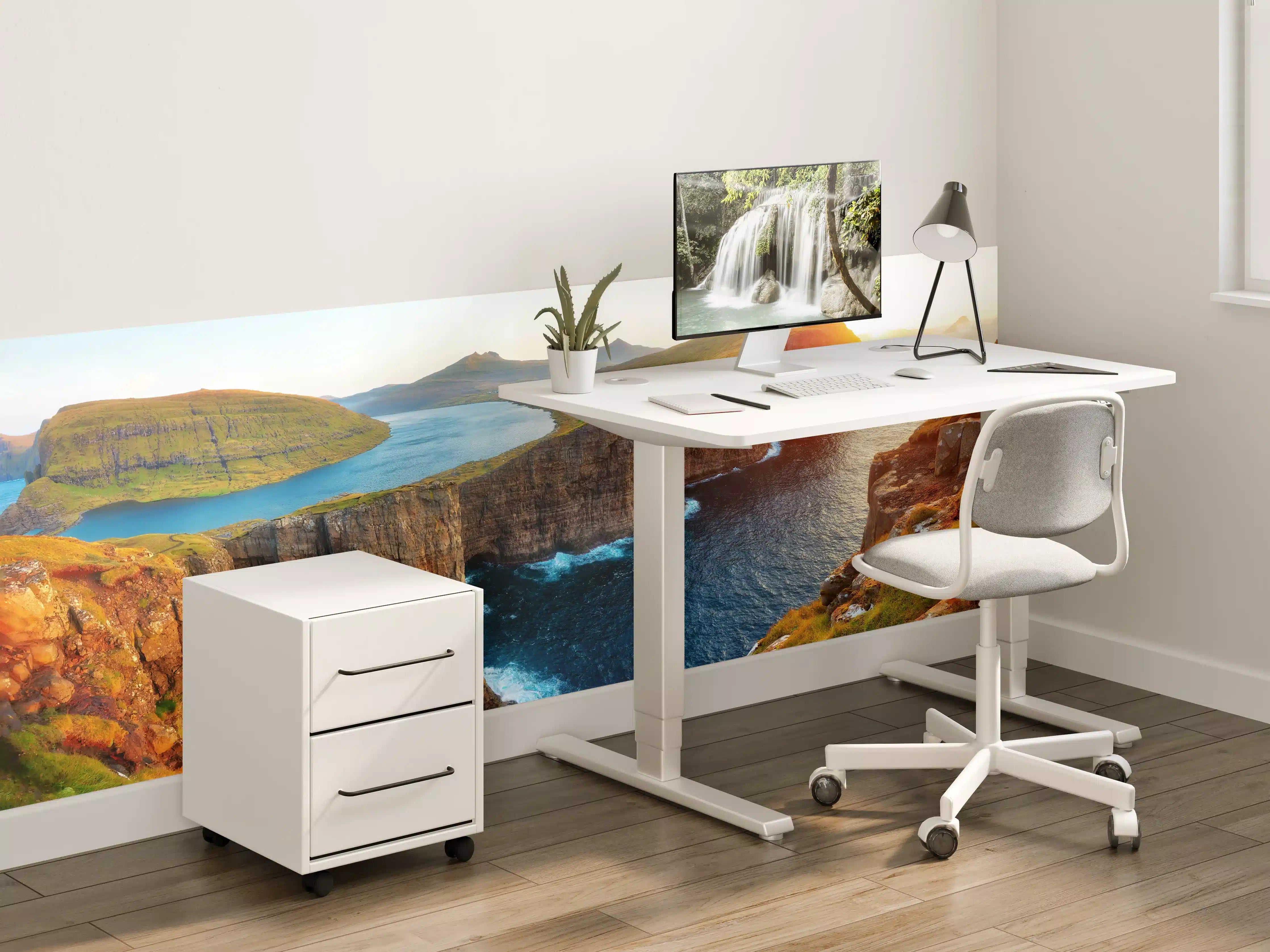 Kinderzimmer Wandgestaltung - Sorvagsvatn See und mit Wasserfall ins Meer an der Färöer