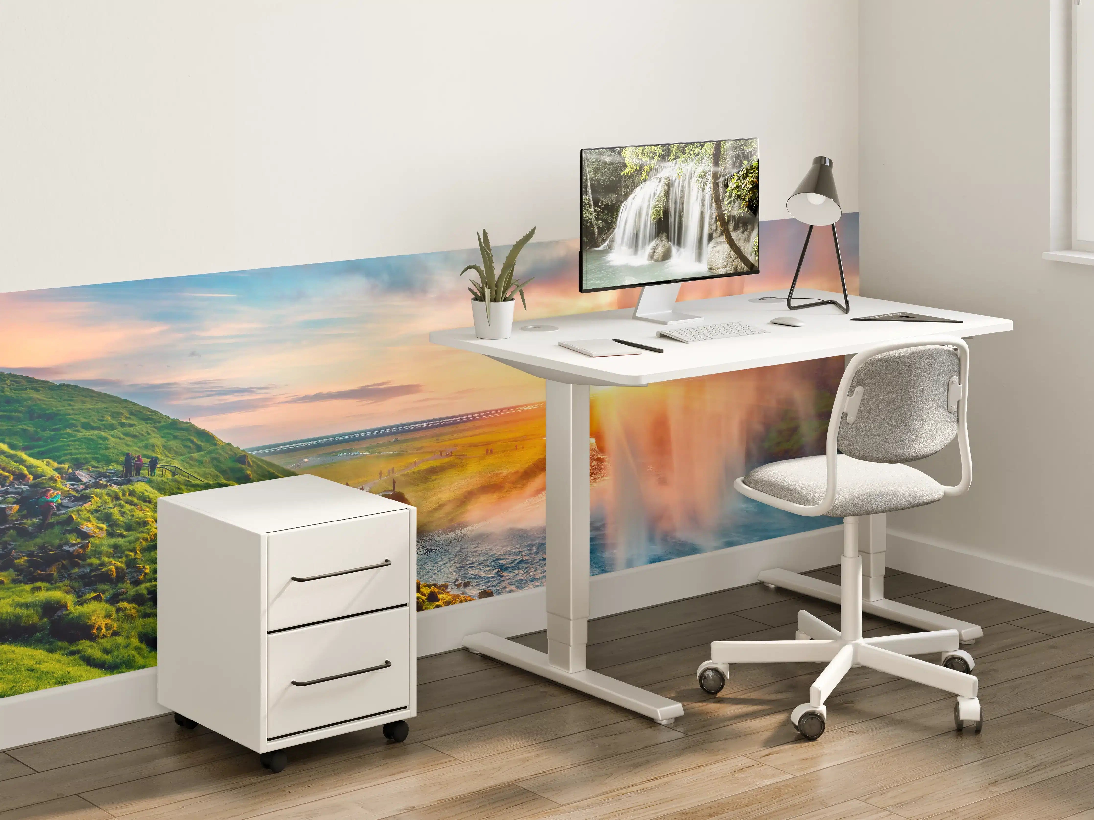 Kinderzimmer Wandgestaltung - Spektakulärer Sonnenuntergang am Wasserfall Seljalandsfoss