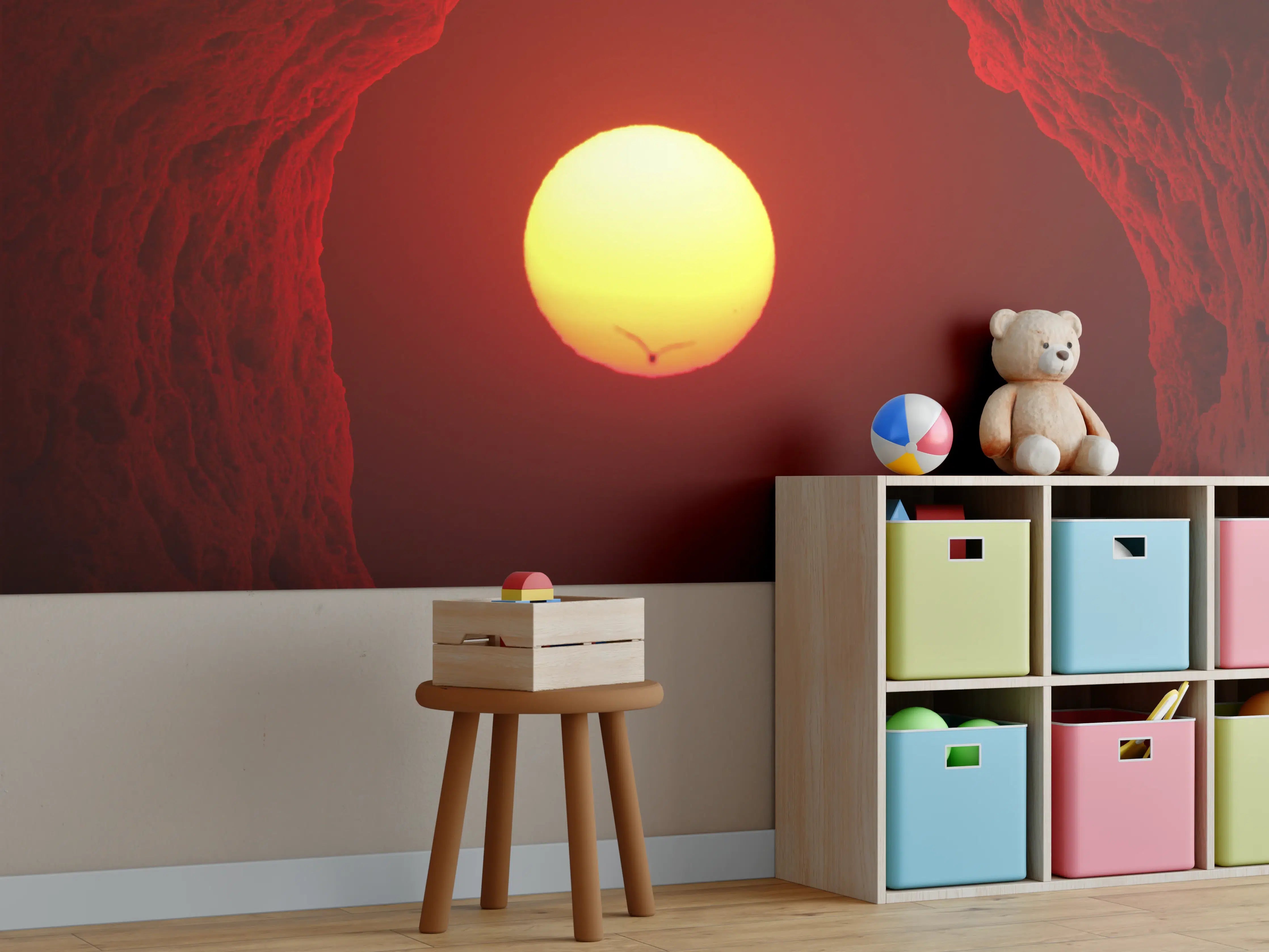Kinderzimmer Wandgestaltung - Spektakulärer Sonnenuntergang im Roten Höhleneingang