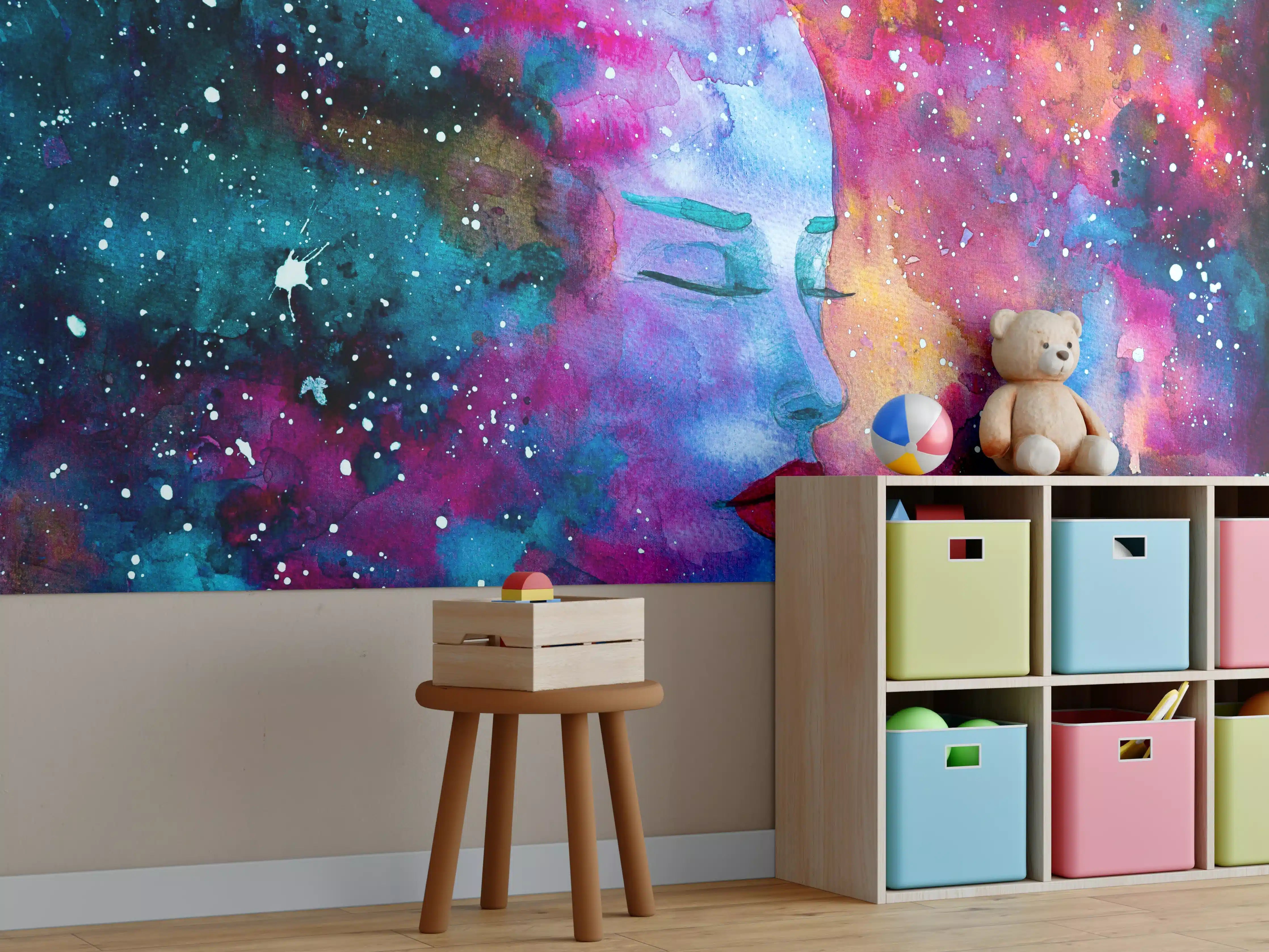 Kinderzimmer Wandgestaltung - Spirituelle Frau Weltraumnebel
