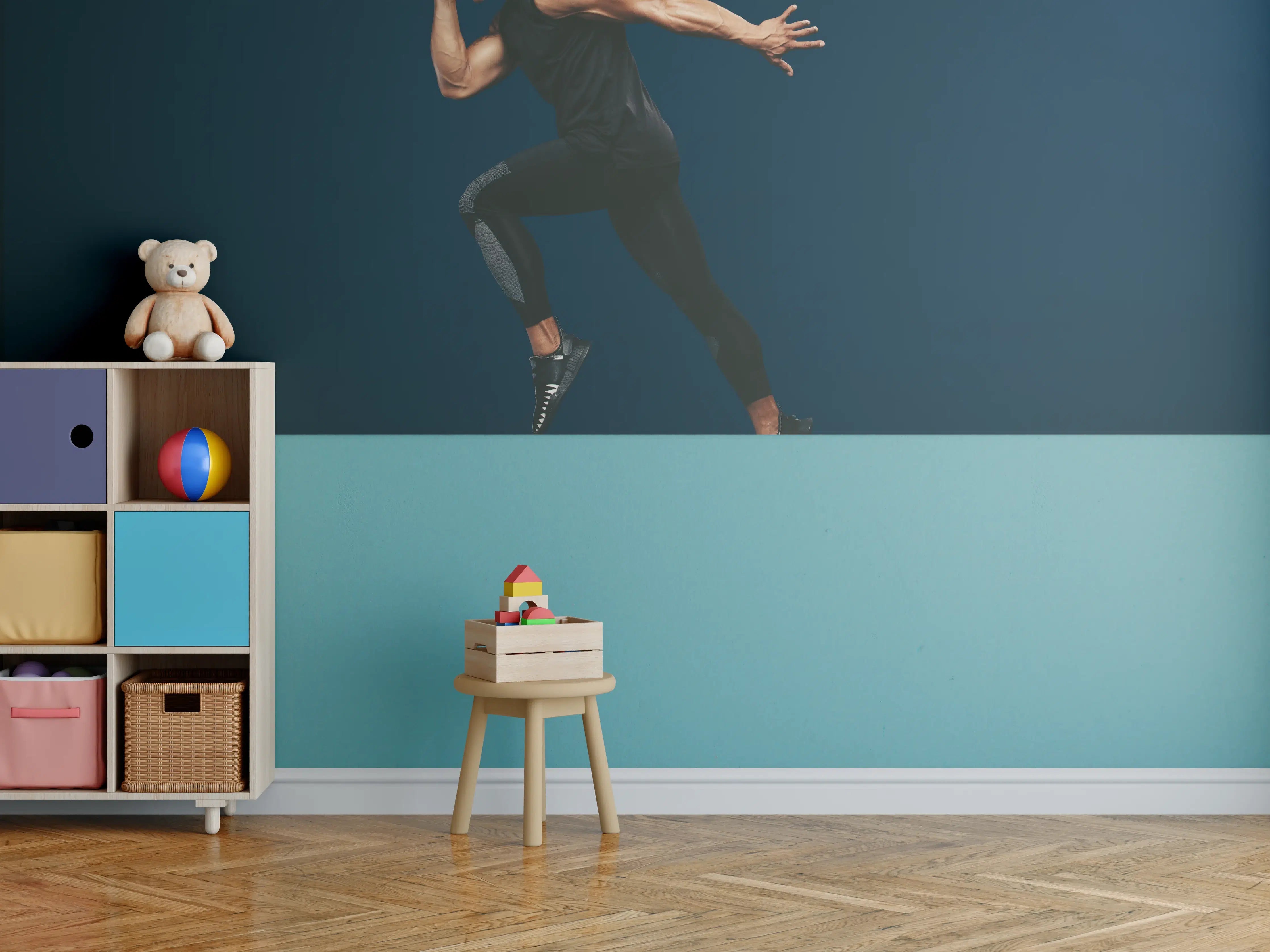 Kinderzimmer Wandgestaltung - Sportler bei einem Sprung