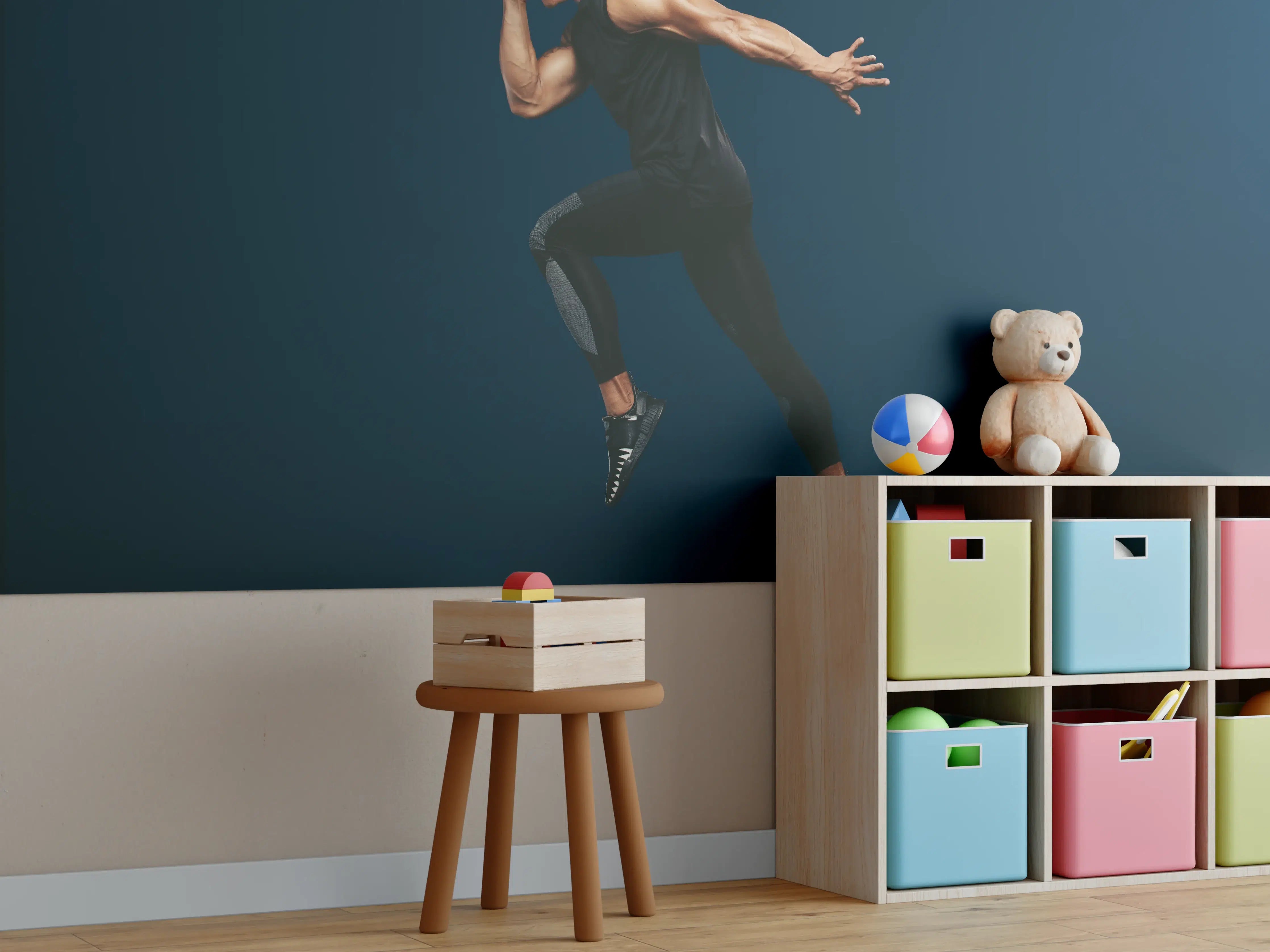 Kinderzimmer Wandgestaltung - Sportler bei einem Sprung