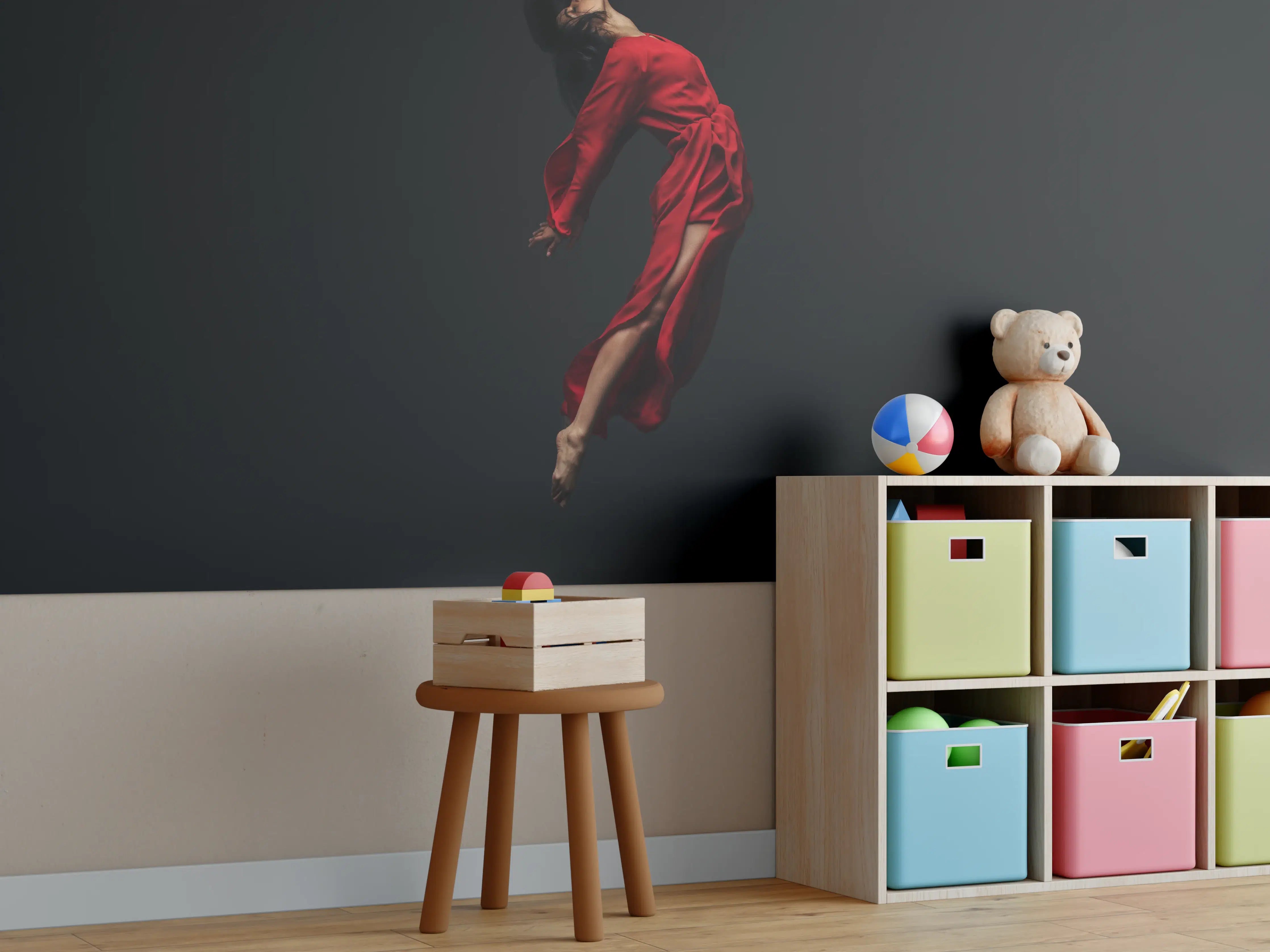 Kinderzimmer Wandgestaltung - Springende Zeitgenössische Tänzerin 