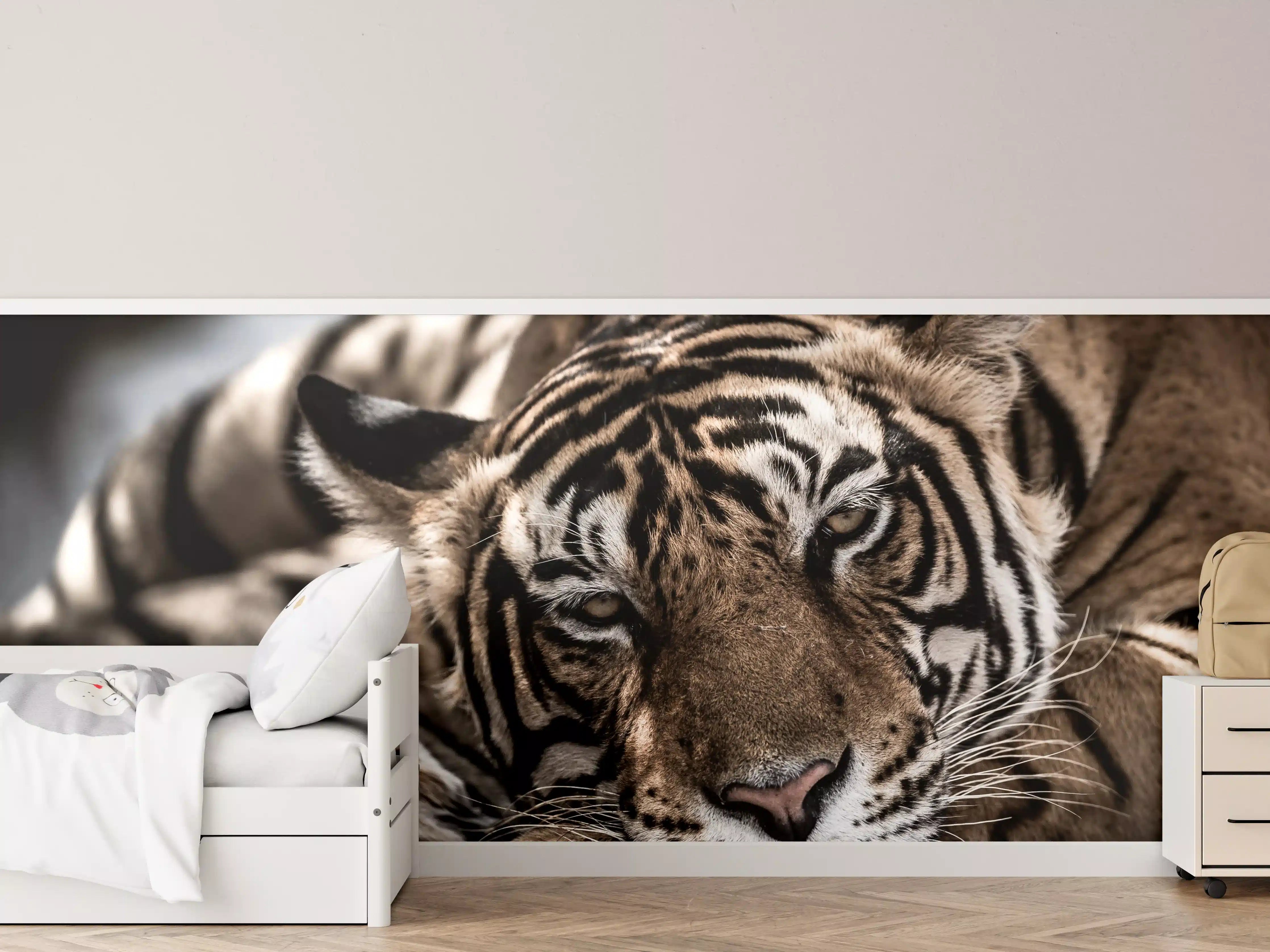 Kinderzimmer Wandgestaltung - Starker Tiger in natürlicher Pose