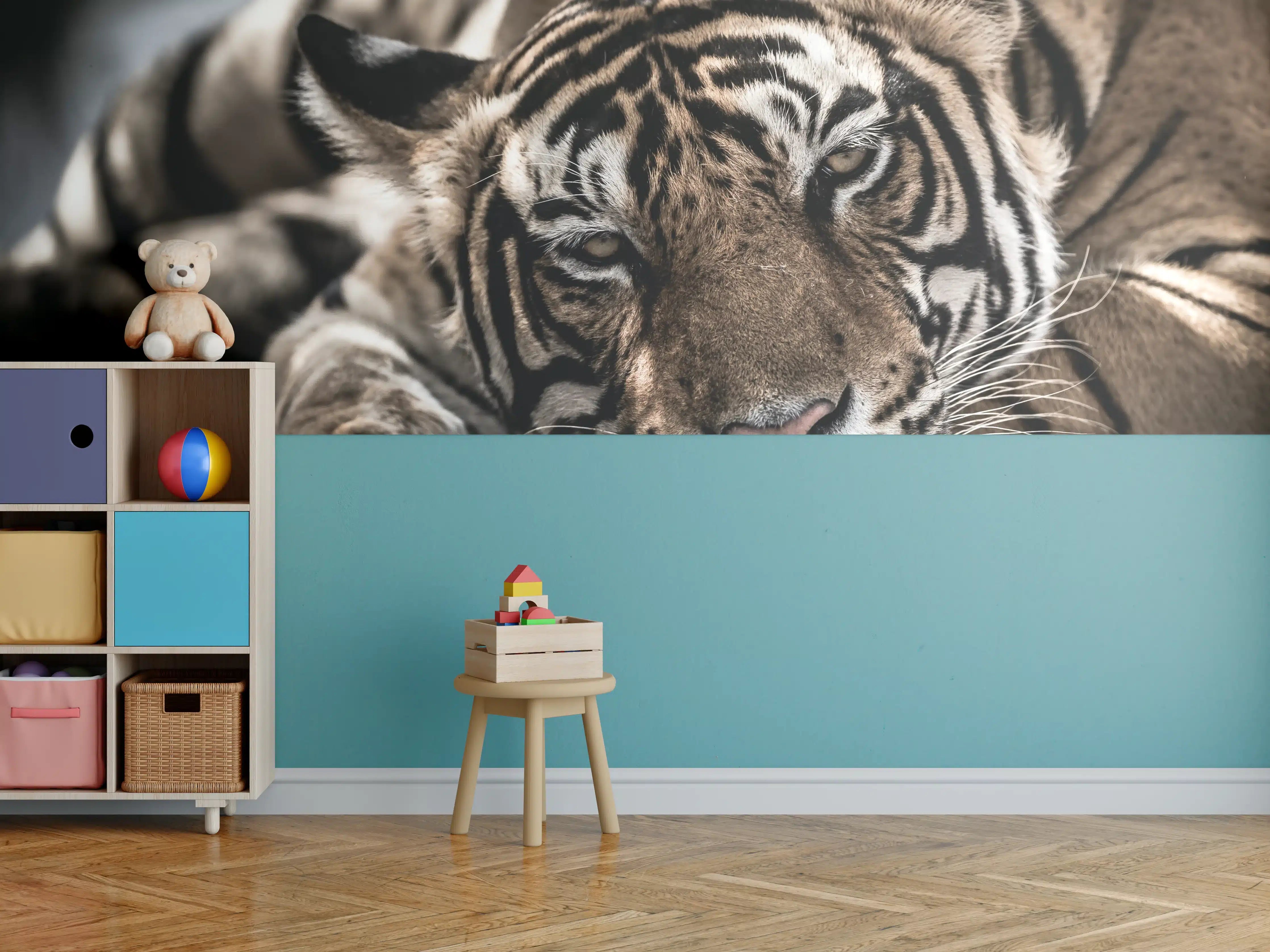 Kinderzimmer Wandgestaltung - Starker Tiger in natürlicher Pose