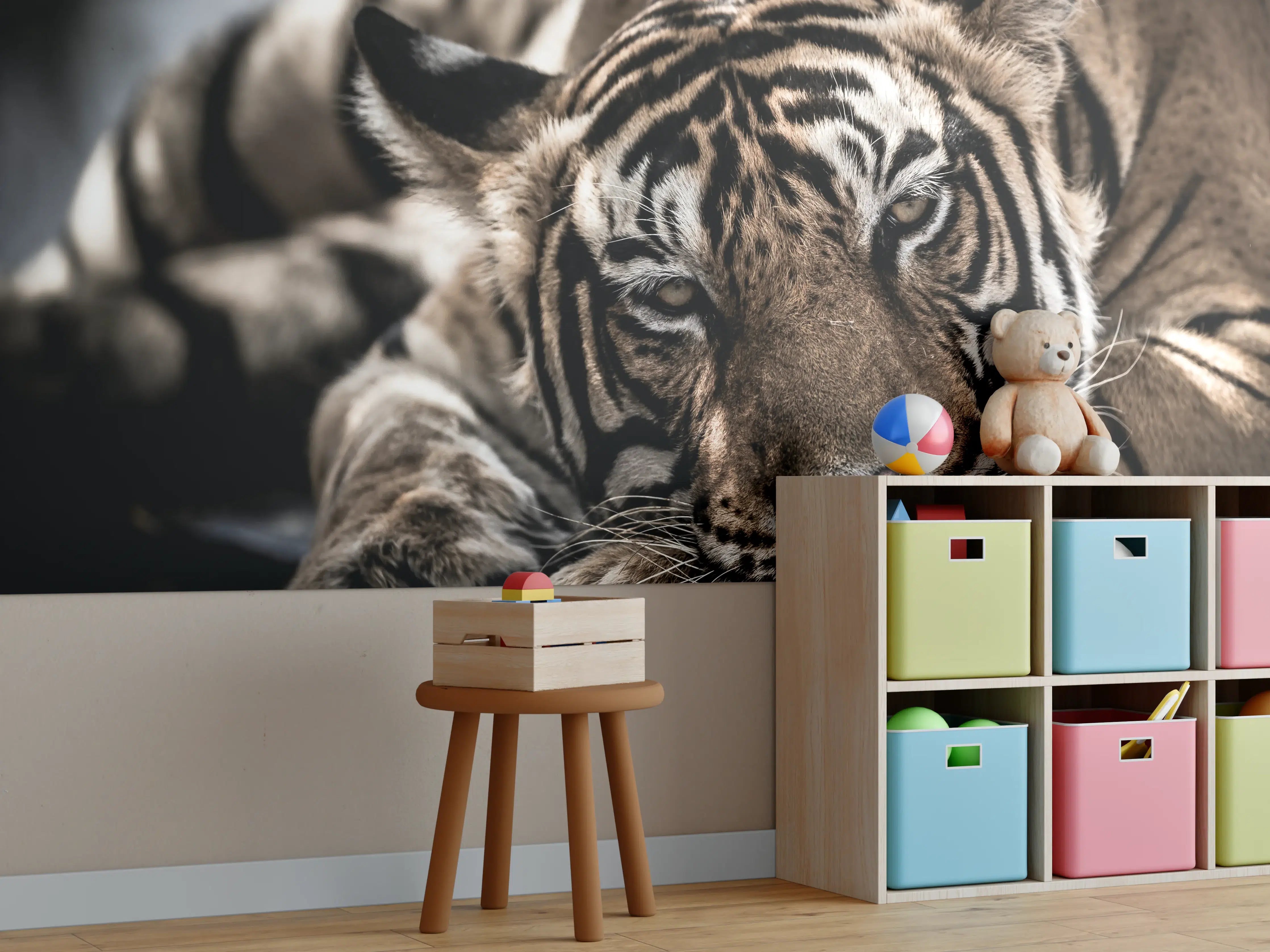 Kinderzimmer Wandgestaltung - Starker Tiger in natürlicher Pose