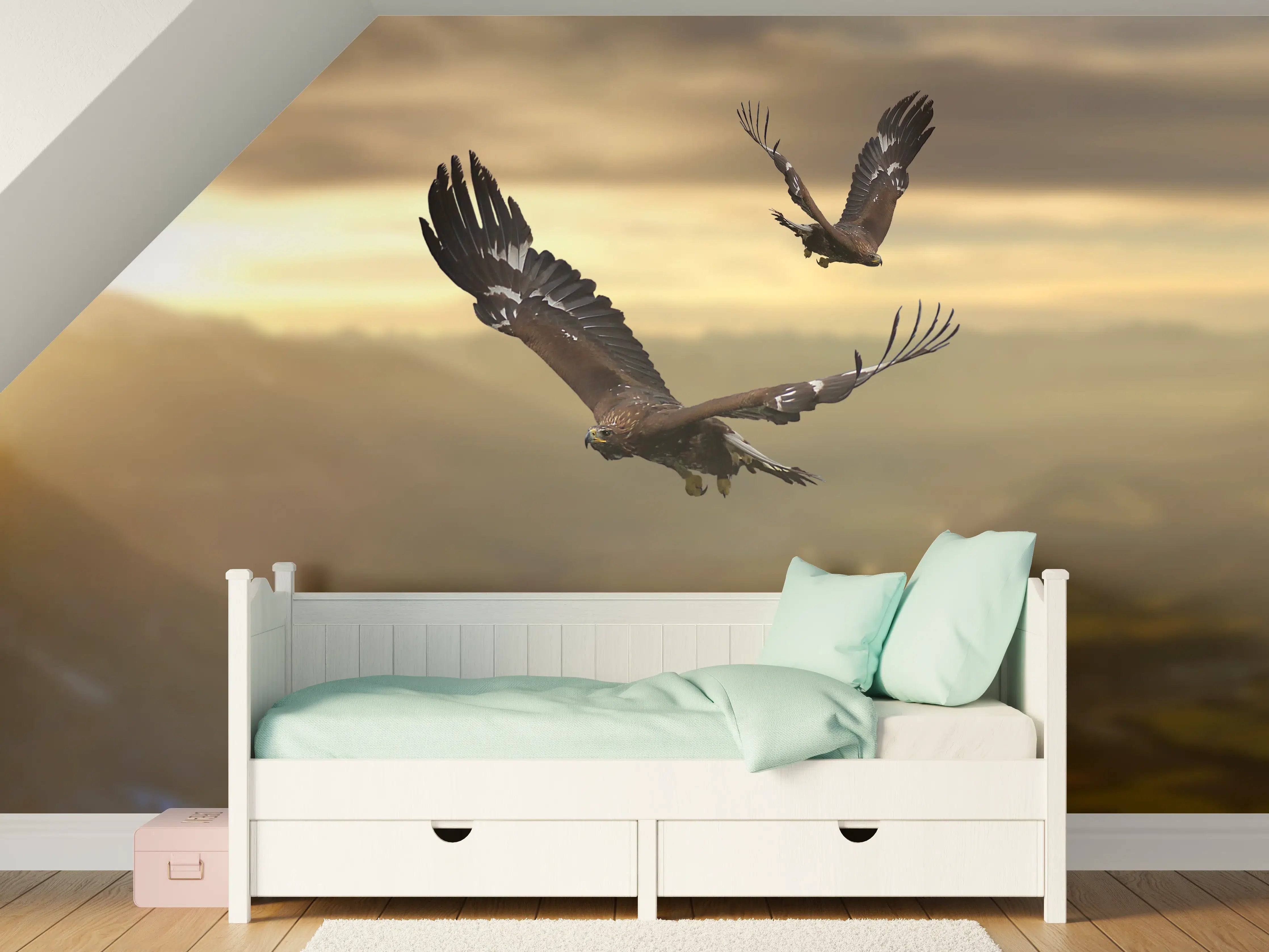 Kinderzimmer Wandgestaltung - Steinadler an den Alpen