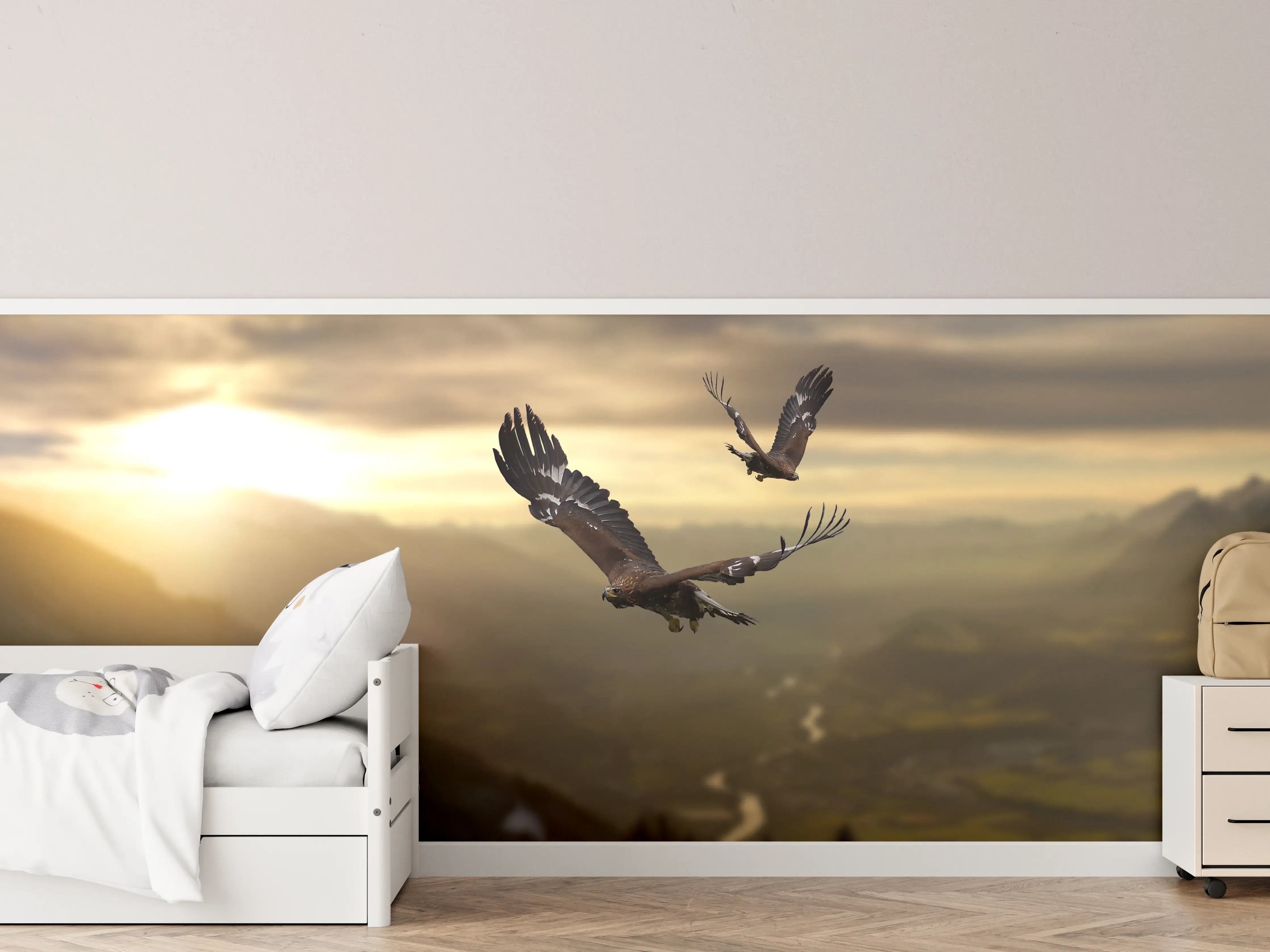Kinderzimmer Wandgestaltung - Steinadler an den Alpen