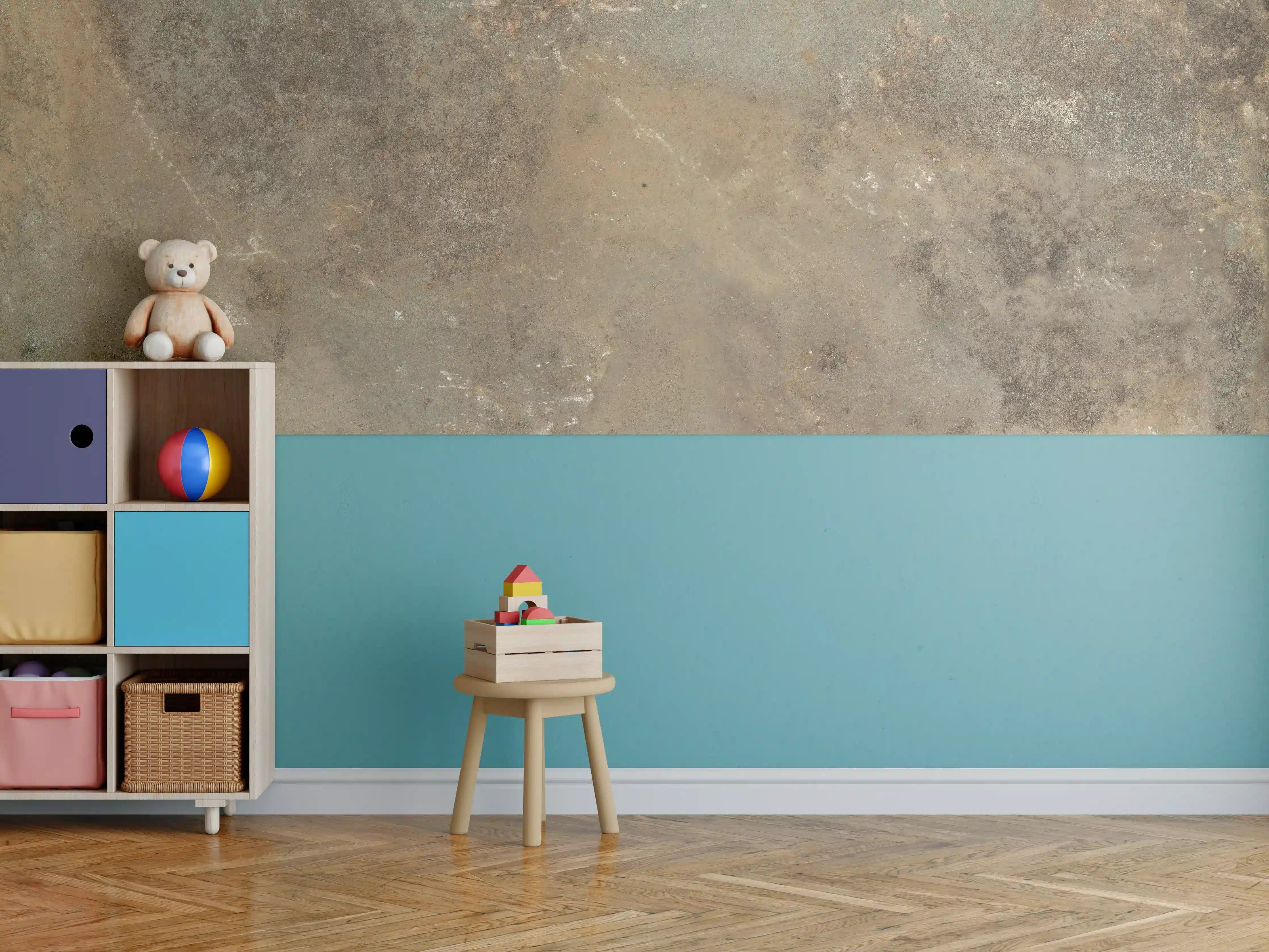 Kinderzimmer Wandgestaltung - Steinige Zement Struktur