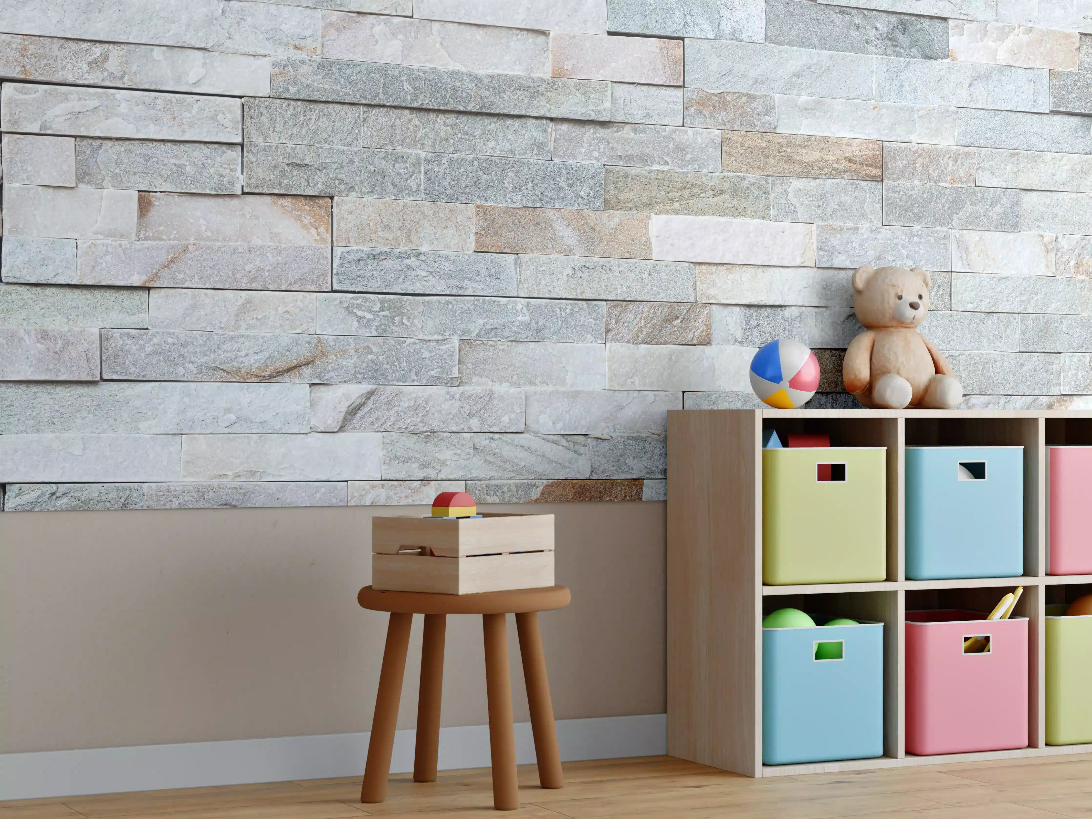 Kinderzimmer Wandgestaltung - Steinwandmuster