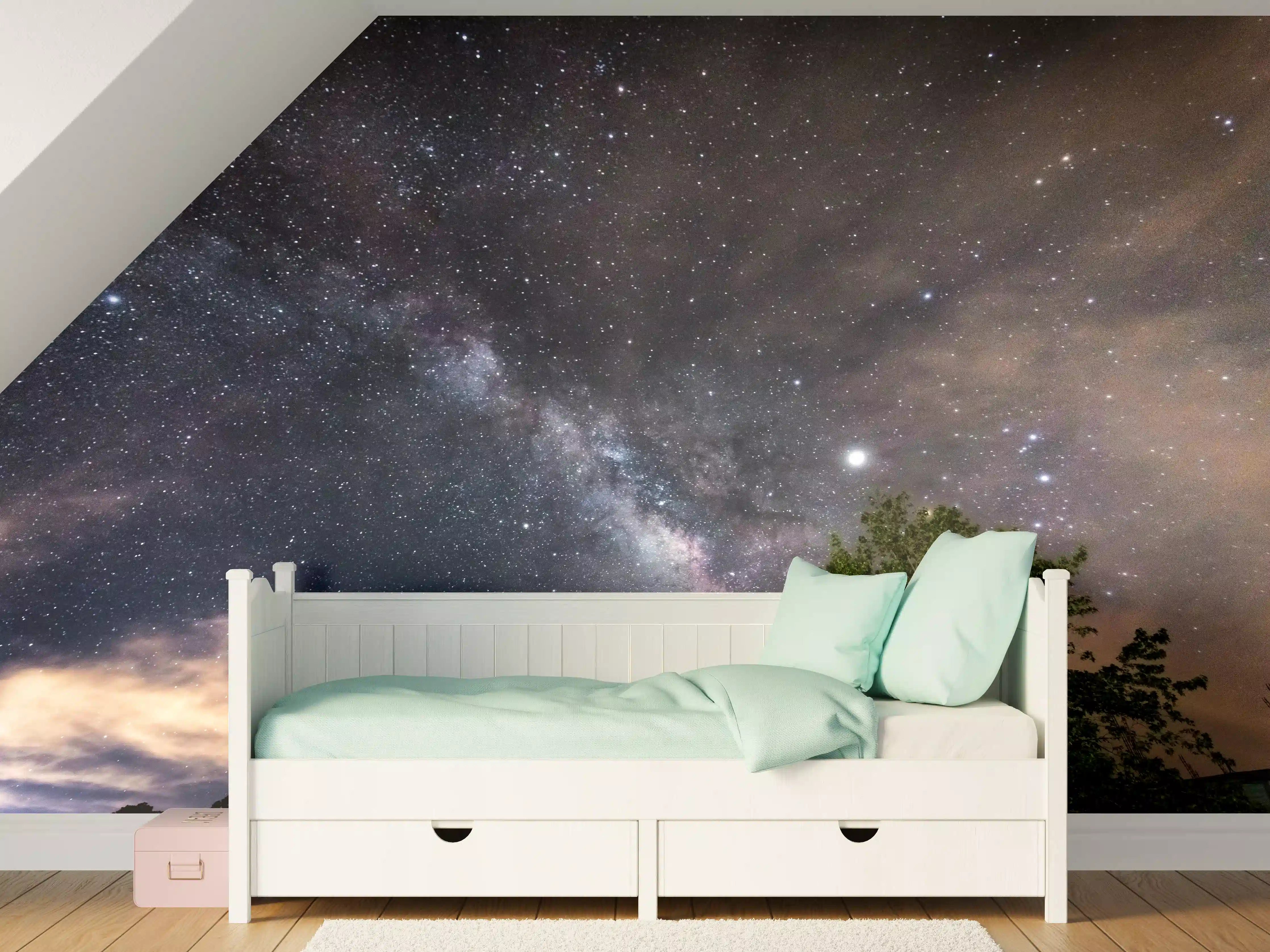 Kinderzimmer Wandgestaltung - Sterne im Himmel bei Nacht