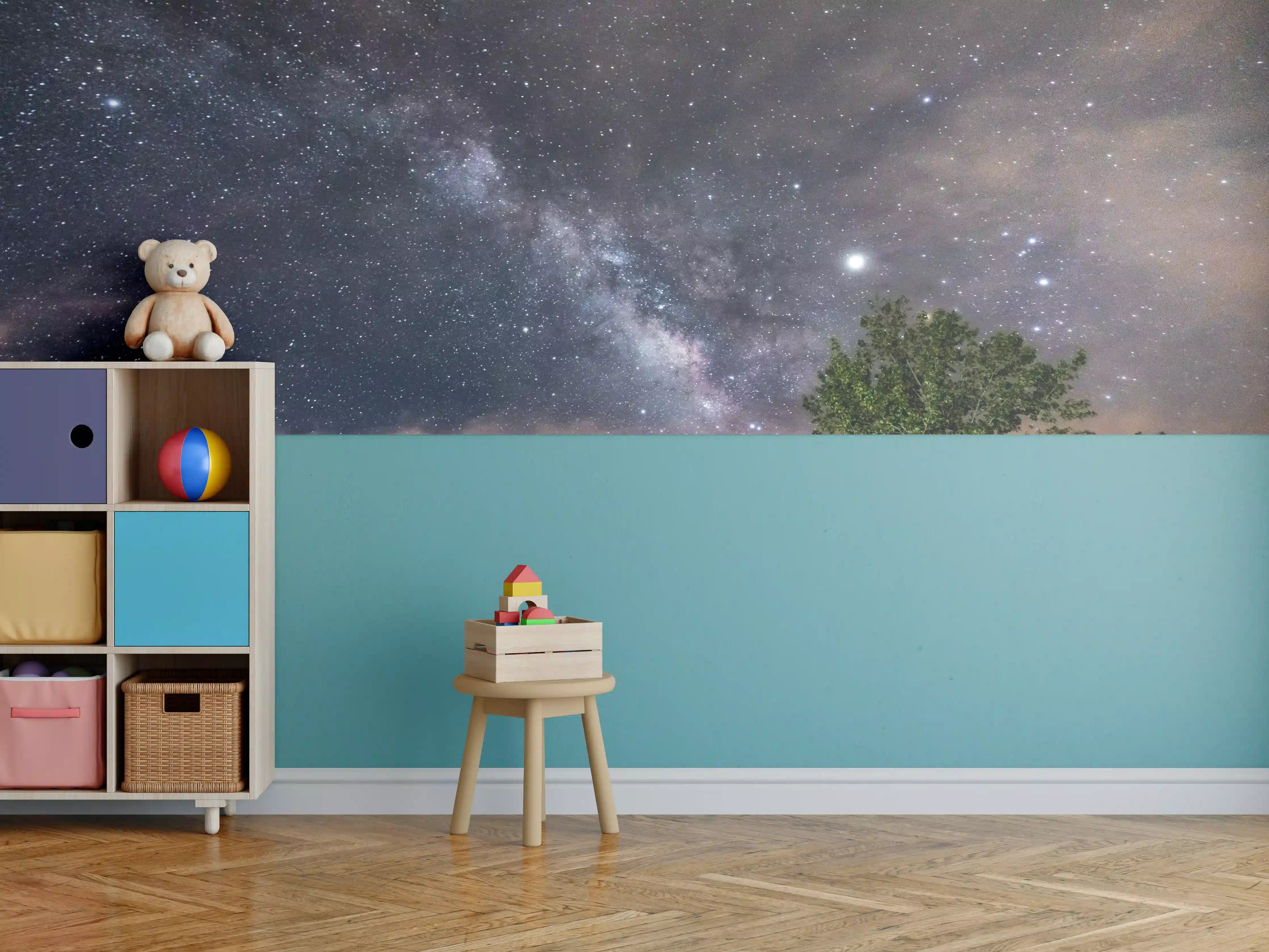 Kinderzimmer Wandgestaltung - Sterne im Himmel bei Nacht