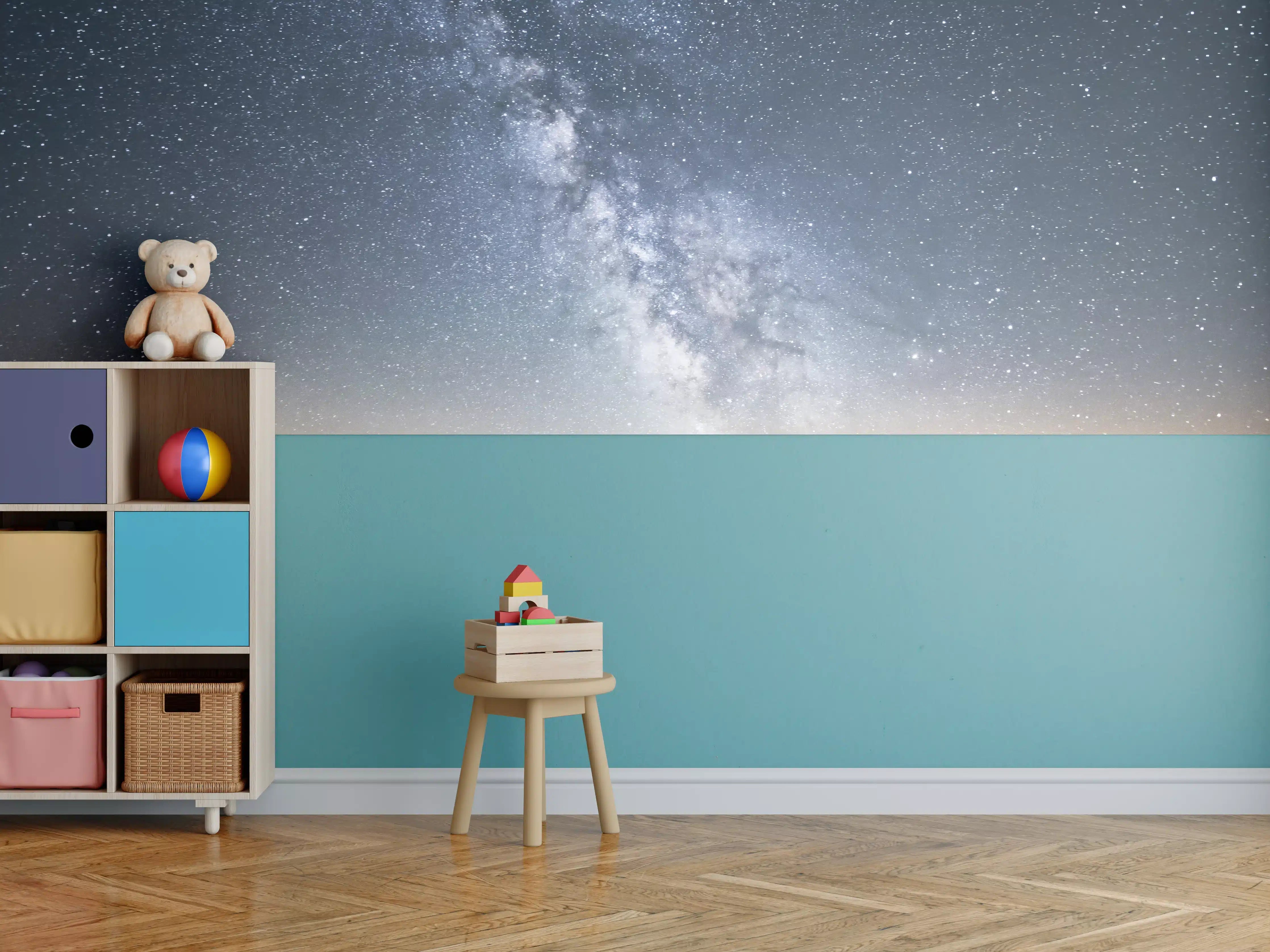 Kinderzimmer Wandgestaltung - Sterne über Schneebergen