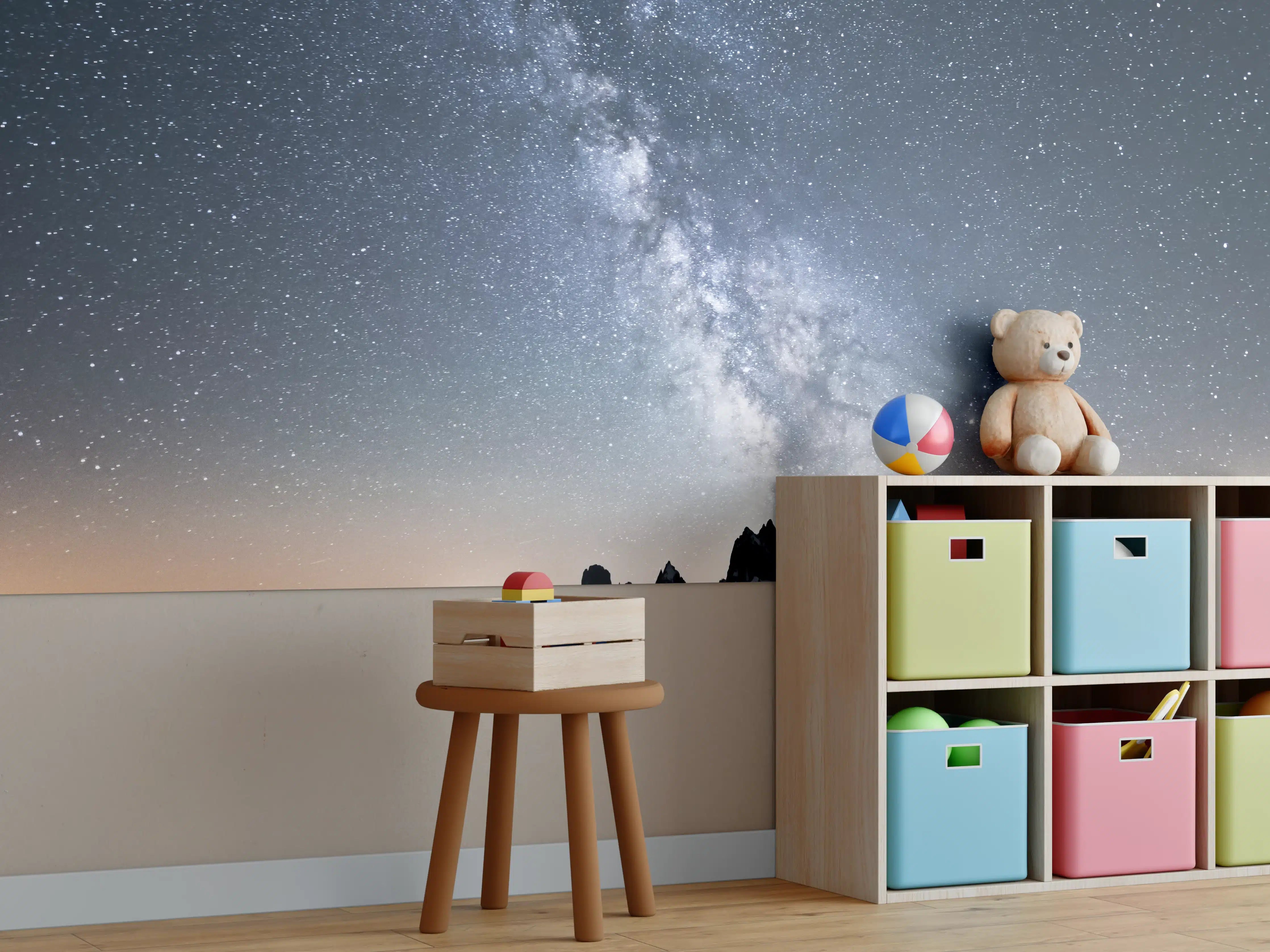 Kinderzimmer Wandgestaltung - Sterne über Schneebergen