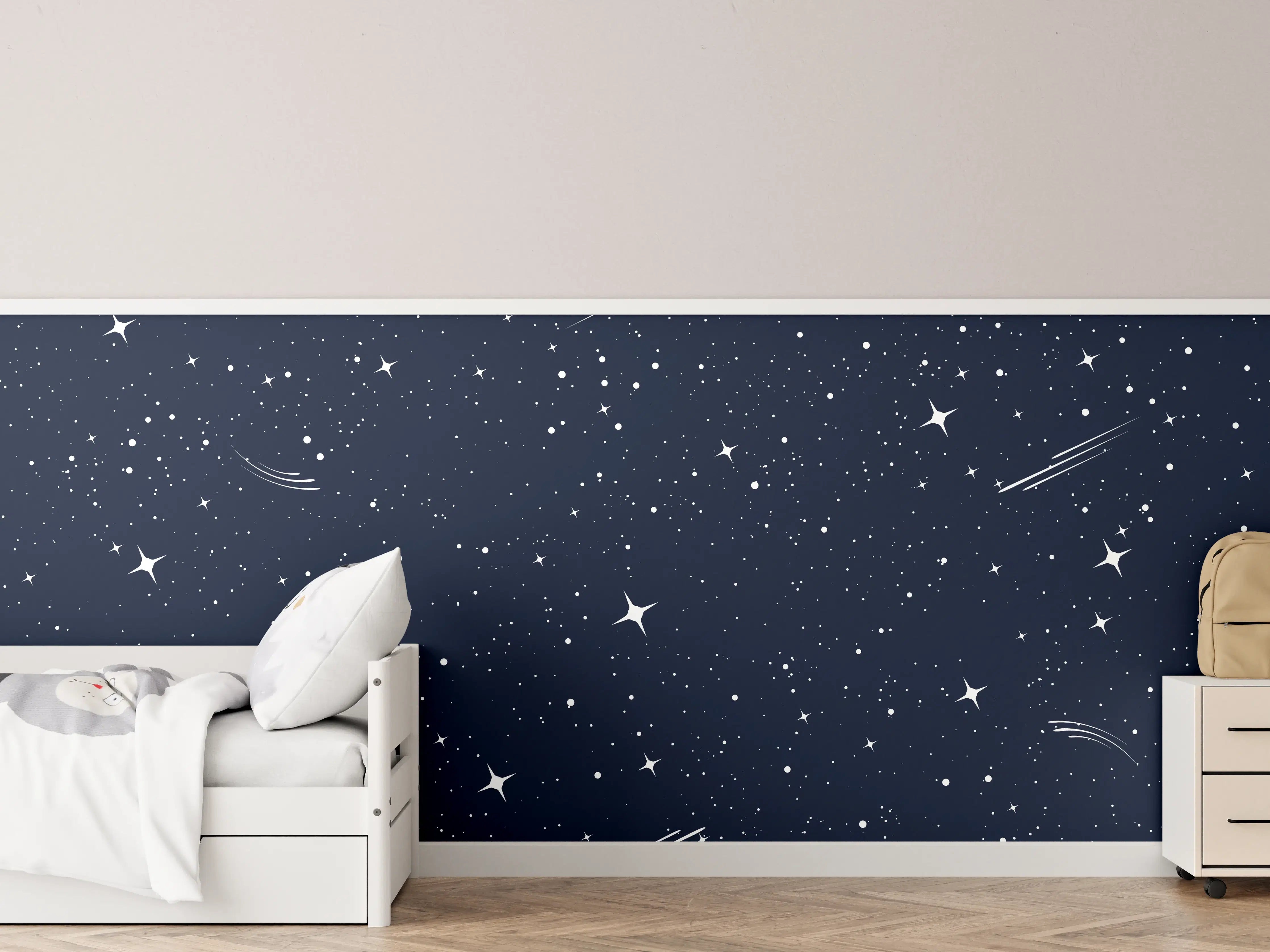 Kinderzimmer Wandgestaltung - Sternenhimmel mit Sternschnuppen