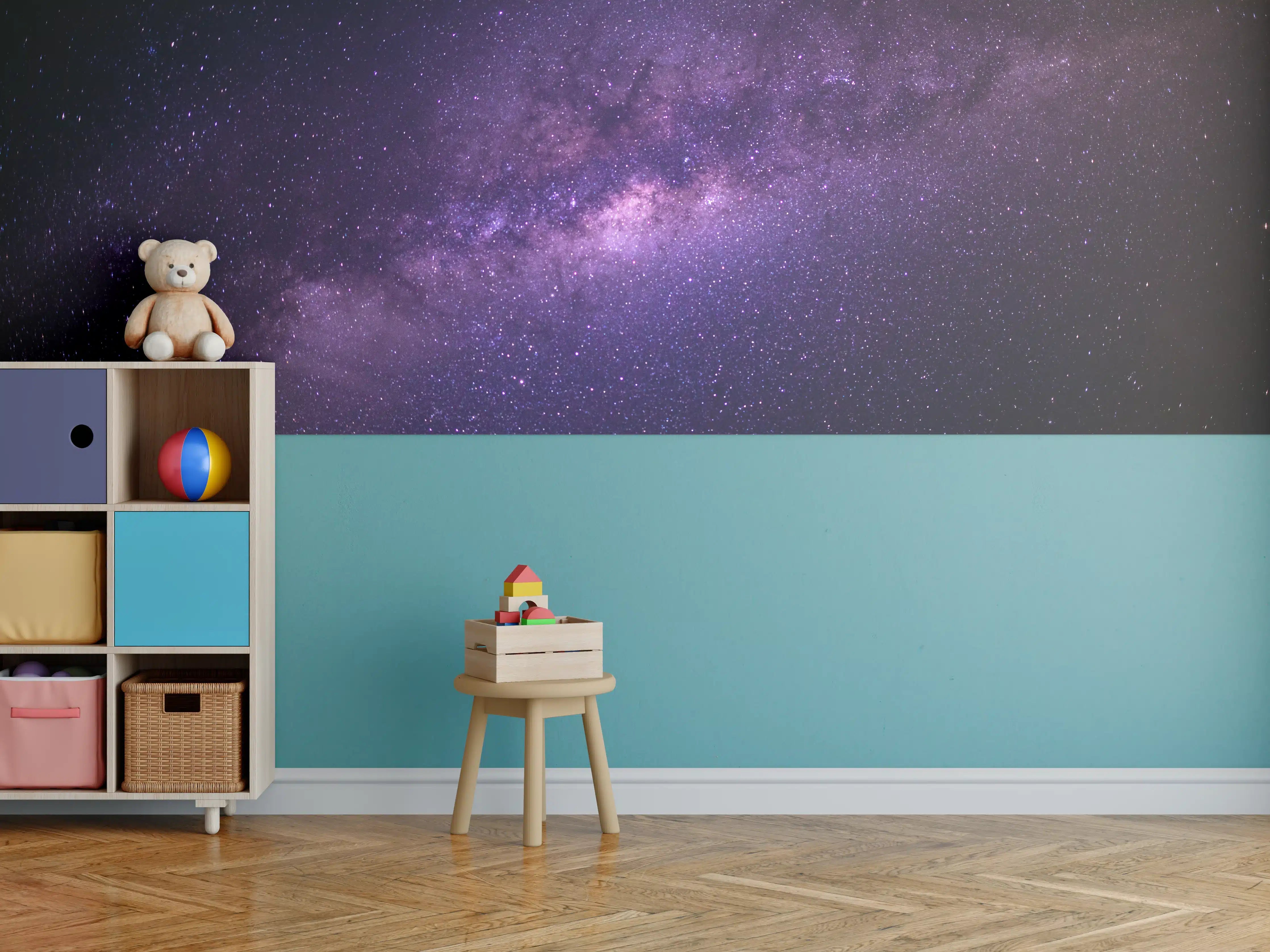 Kinderzimmer Wandgestaltung - Sternenhimmel über dem Universum