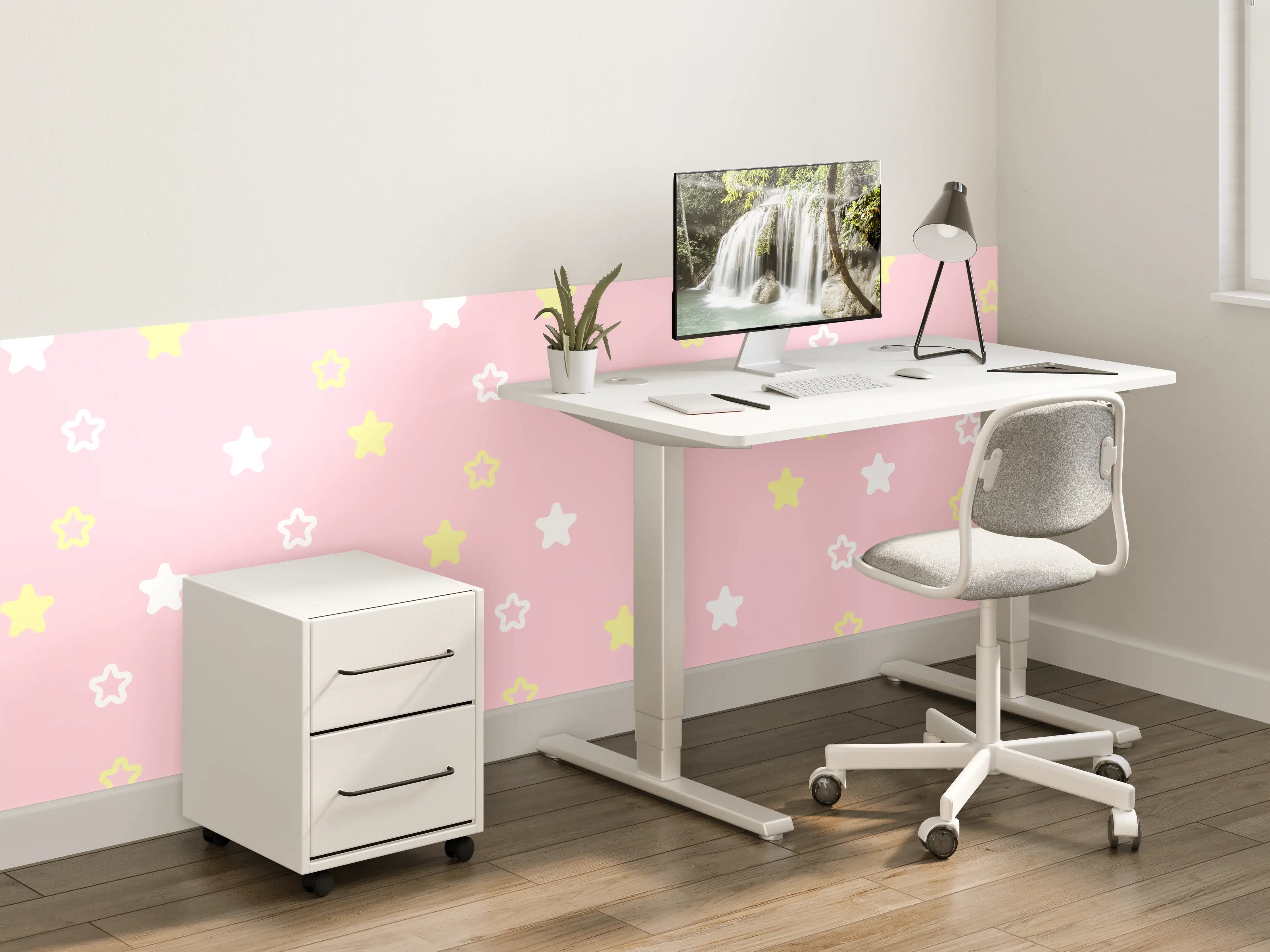 Kinderzimmer Wandgestaltung - Sternenmuster Rosa-Gelb