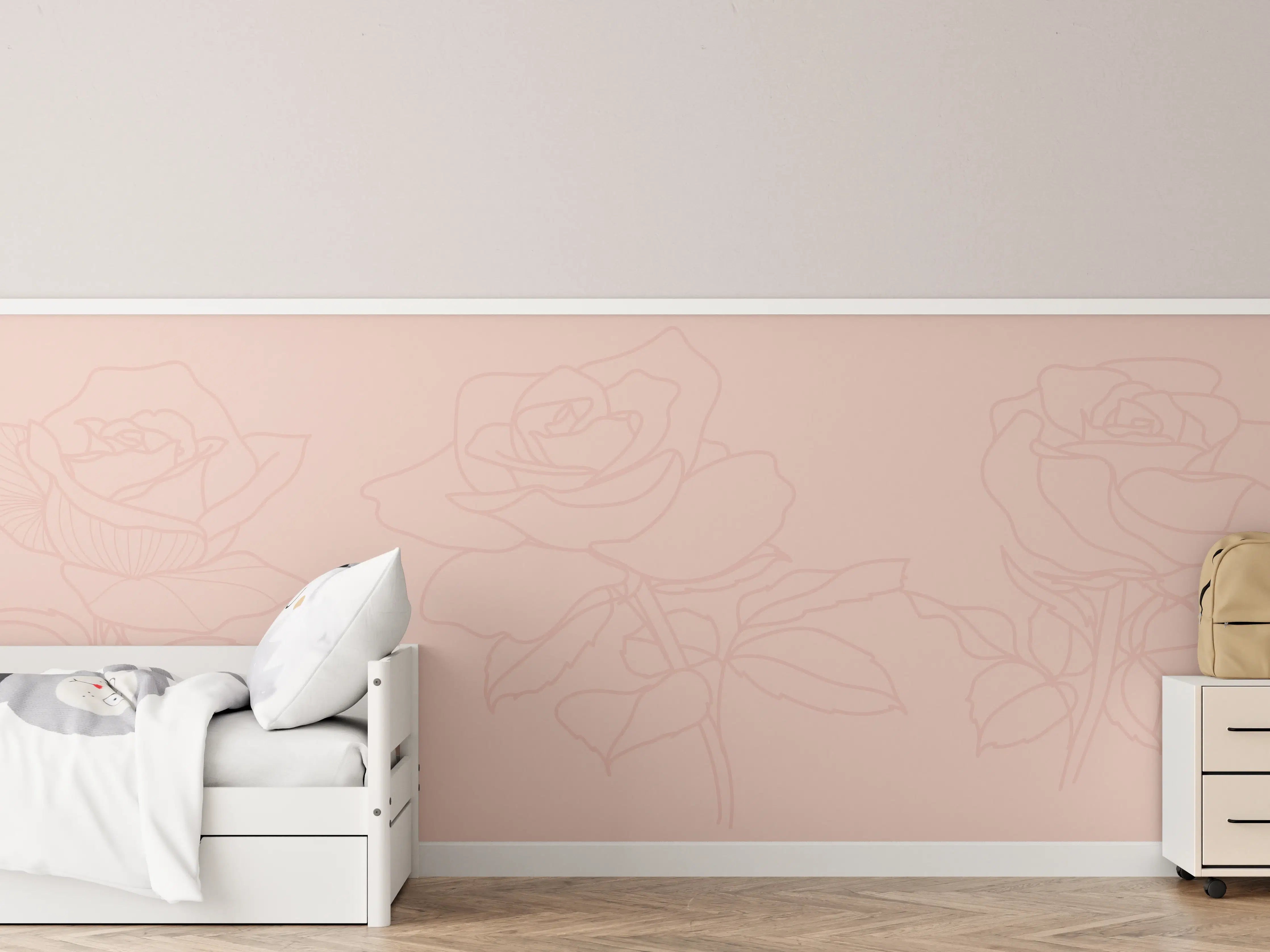 Kinderzimmer Wandgestaltung - Stilisierte Rosen Zeichnung