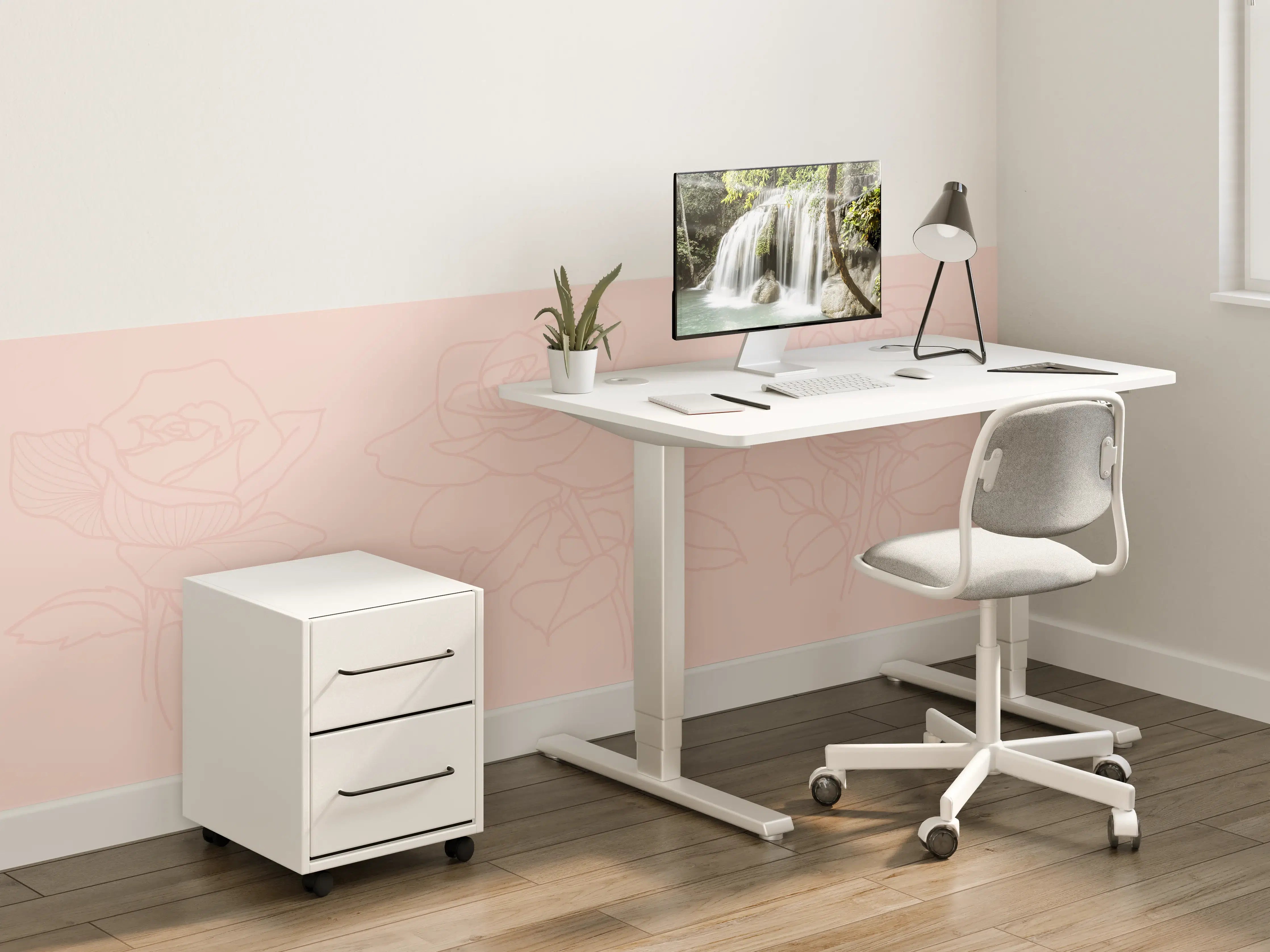 Kinderzimmer Wandgestaltung - Stilisierte Rosen Zeichnung