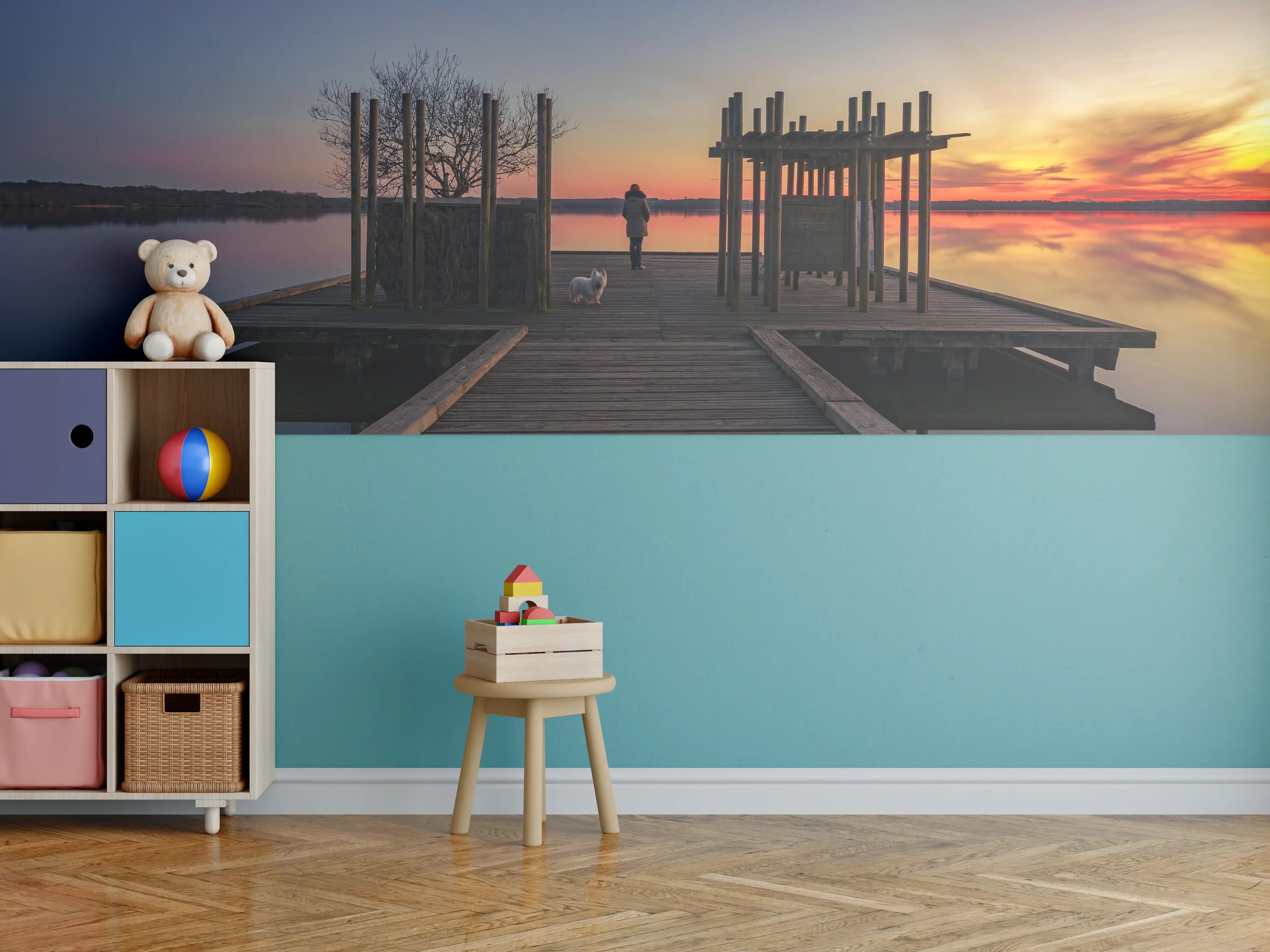 Kinderzimmer Wandgestaltung - Stimmungsvoller Sonnenuntergang am See