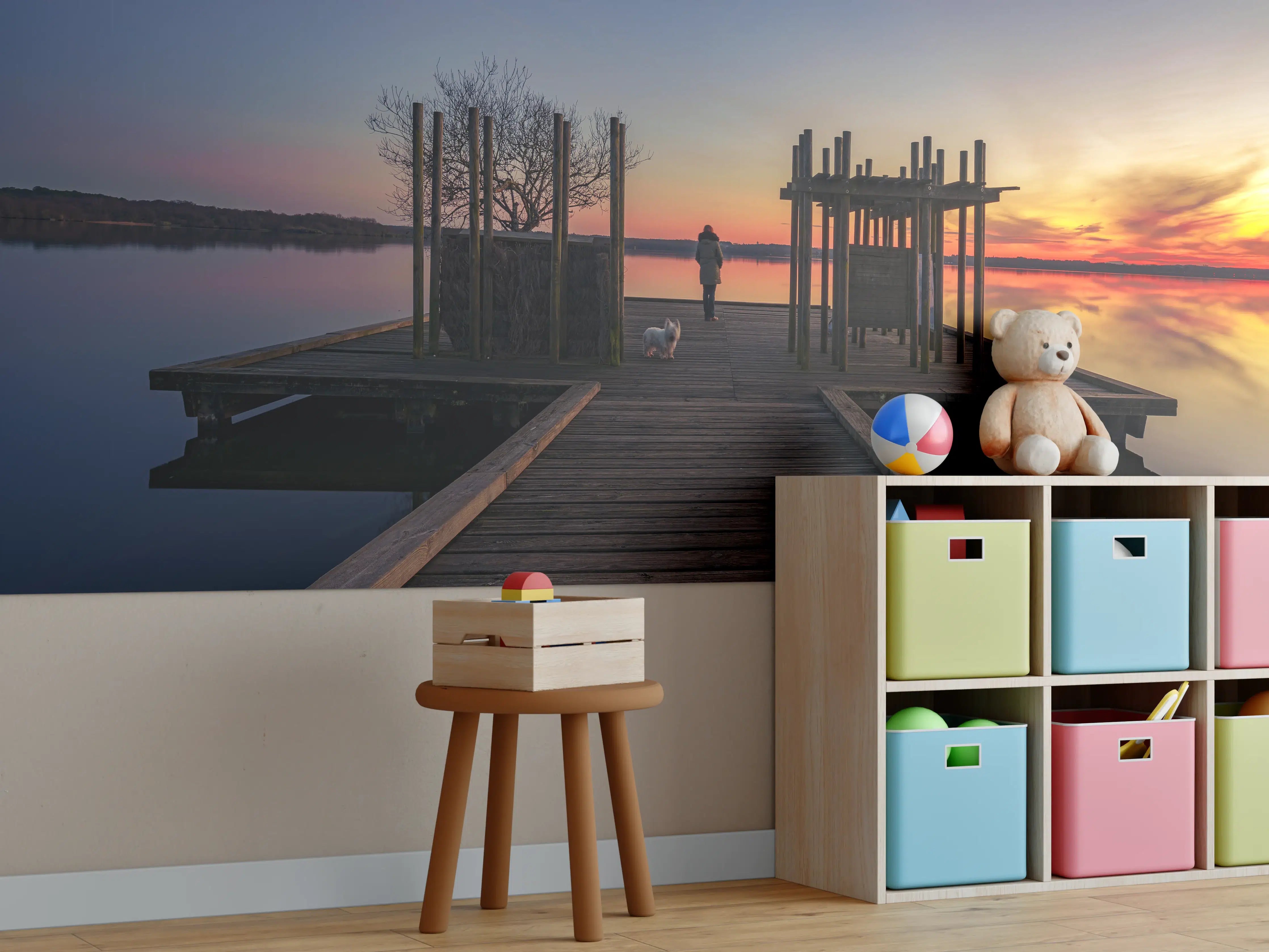 Kinderzimmer Wandgestaltung - Stimmungsvoller Sonnenuntergang am See