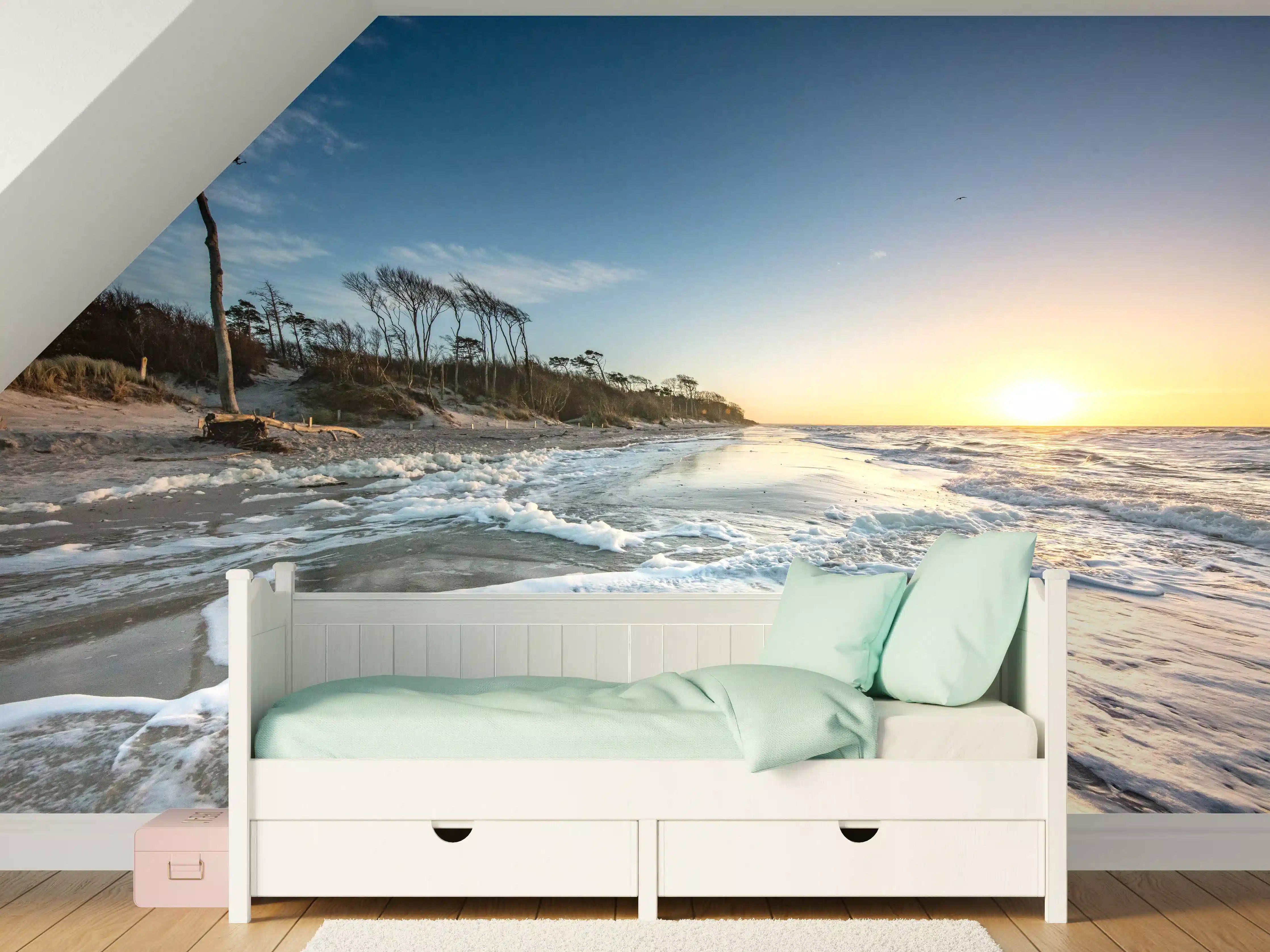 Kinderzimmer Wandgestaltung - Strand in Rügen bei Sonnenaufgang