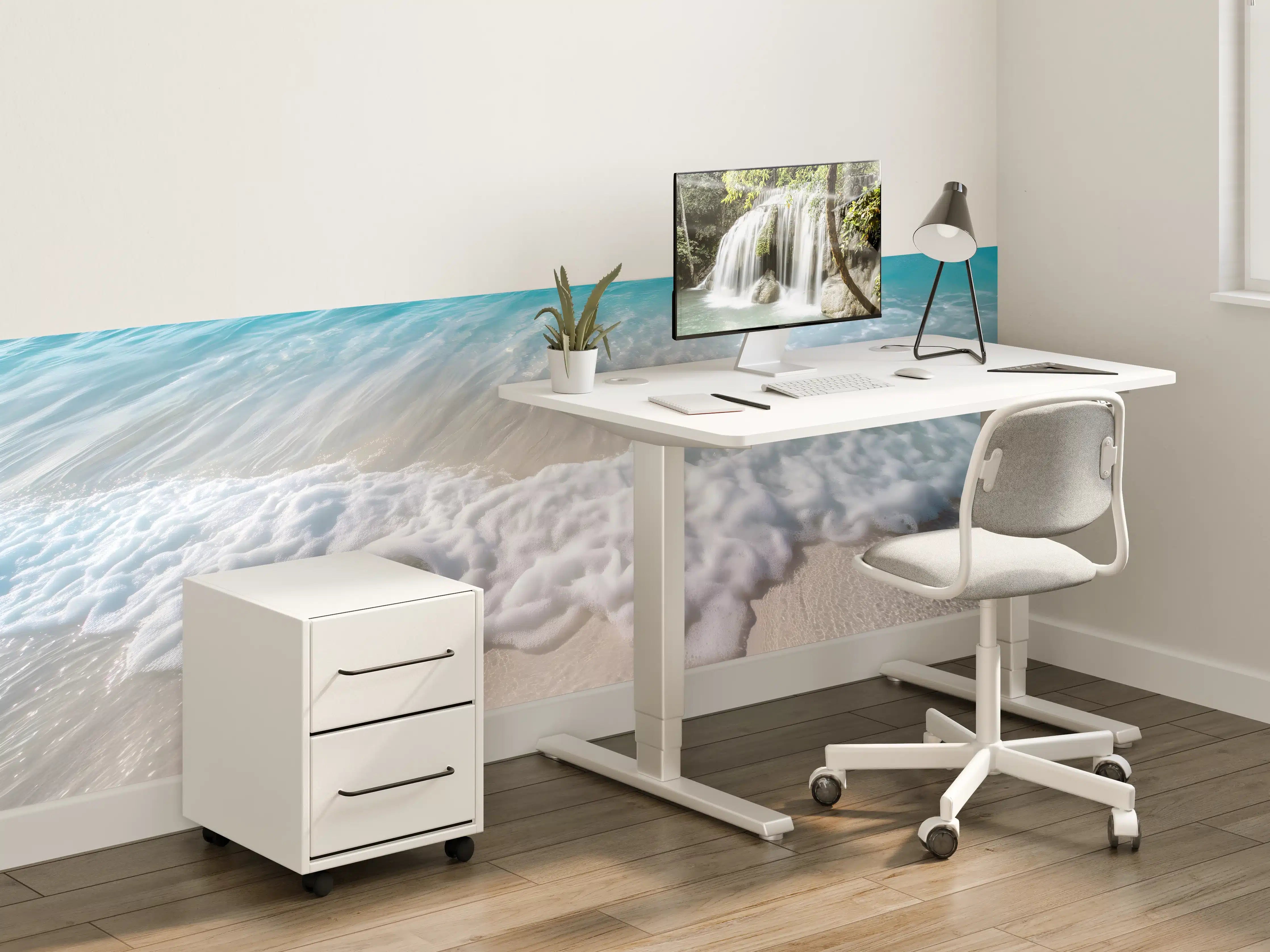 Kinderzimmer Wandgestaltung - Strand mit sanften Wellen und Schaum