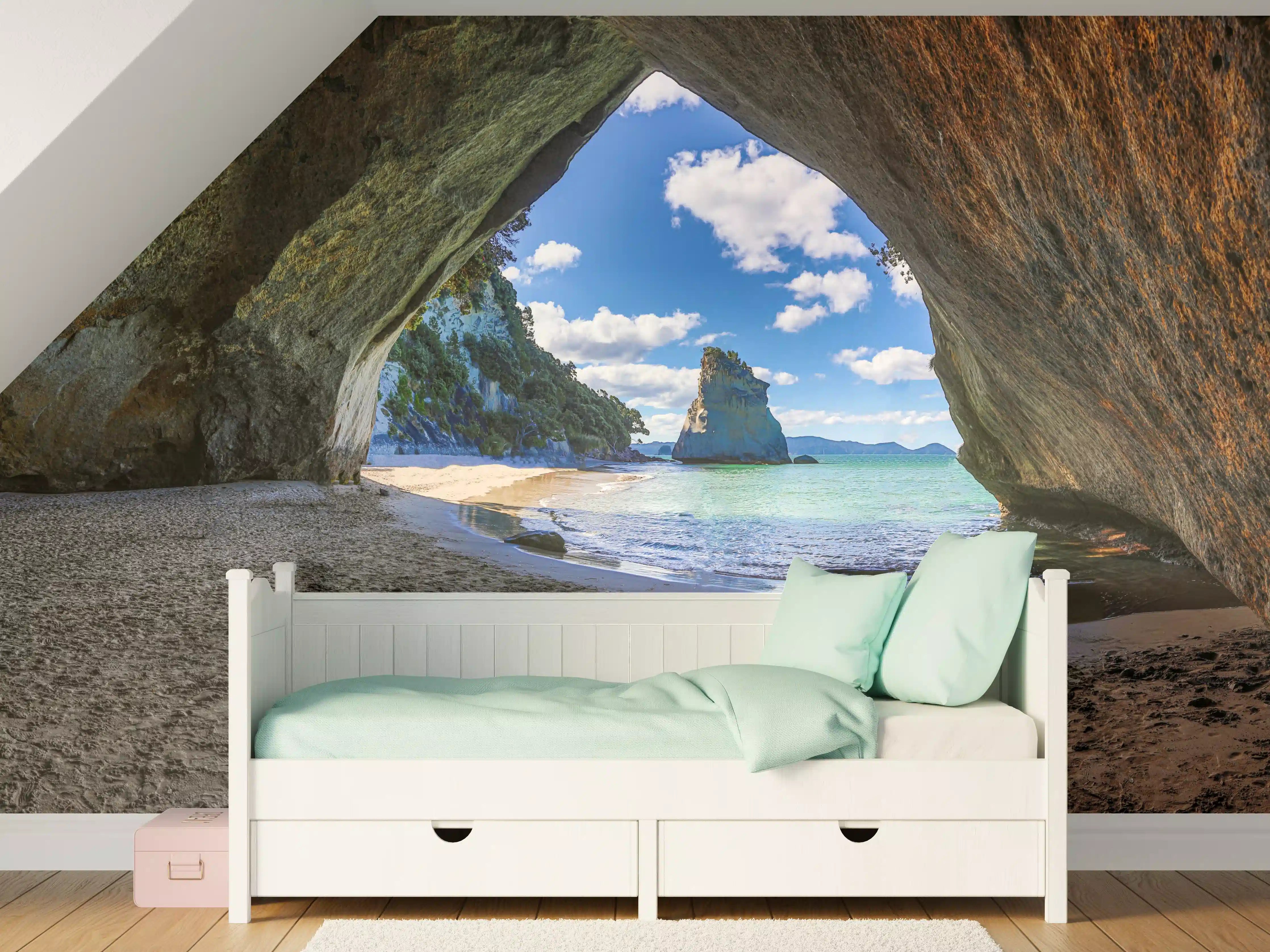 Kinderzimmer Wandgestaltung - Strandblick auf Hoho-Rock