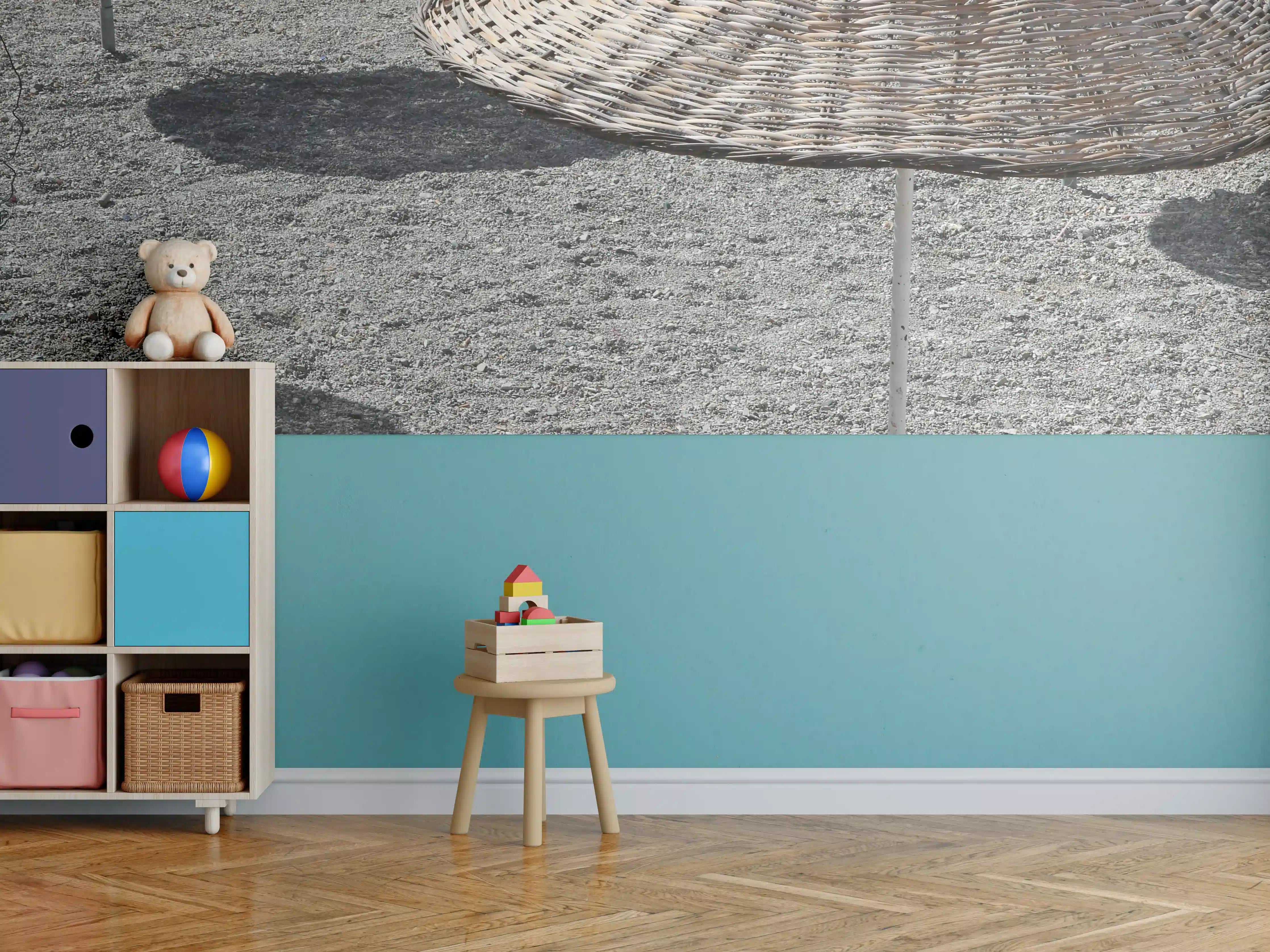 Kinderzimmer Wandgestaltung - Strandidylle mit Schattenplätzen