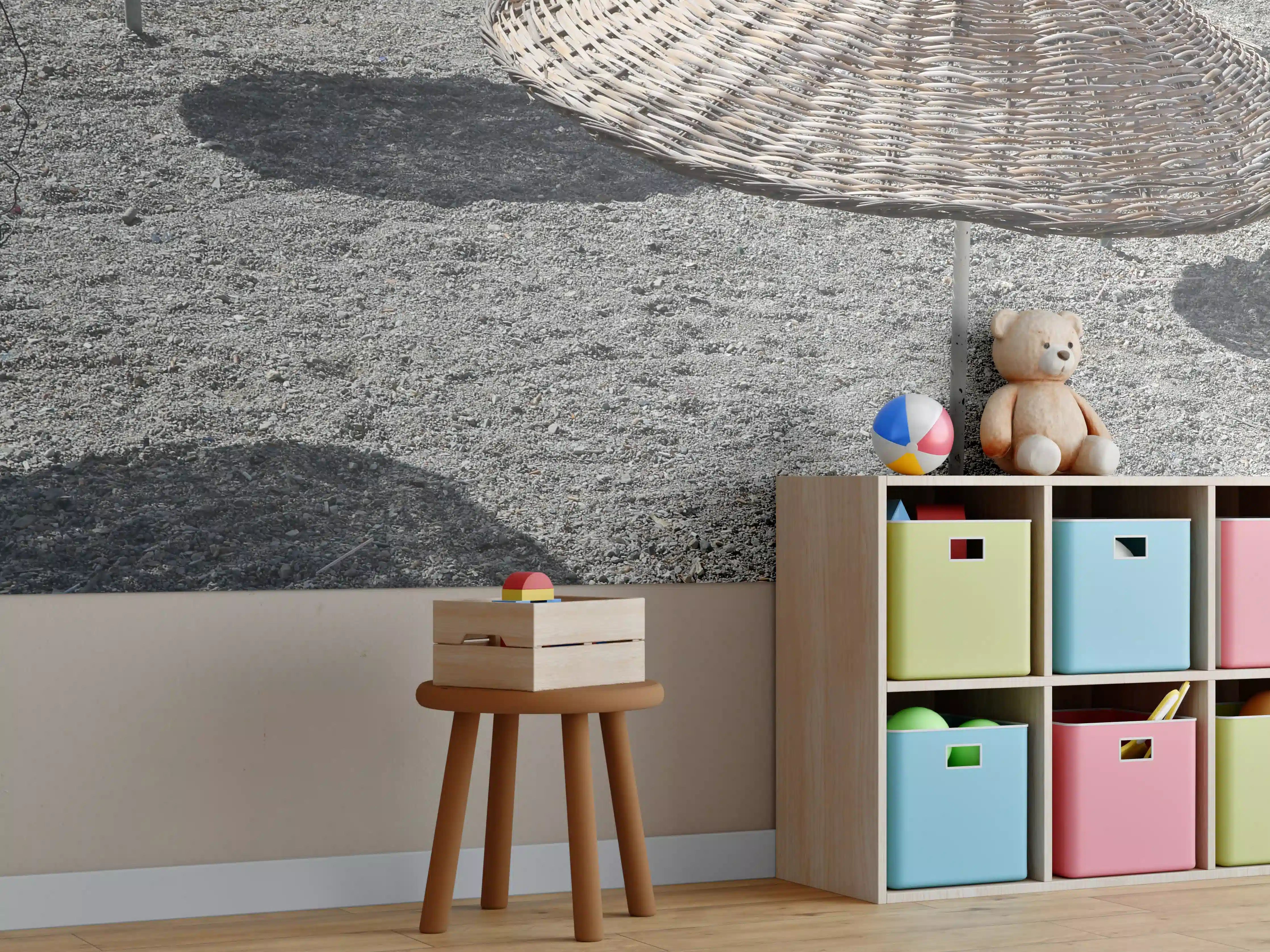 Kinderzimmer Wandgestaltung - Strandidylle mit Schattenplätzen