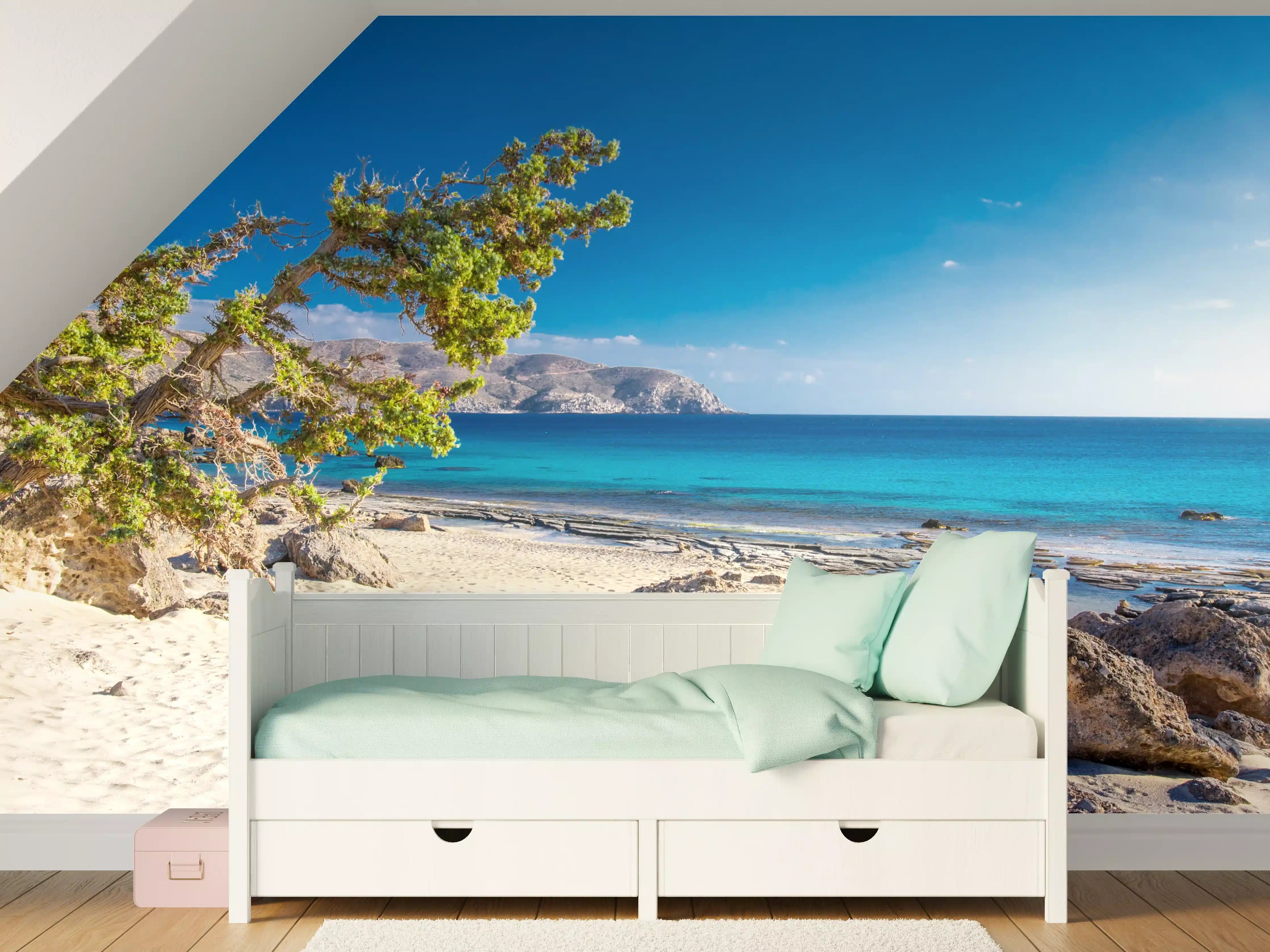 Kinderzimmer Wandgestaltung - Strandlandschaft bei Sonnenaufgang