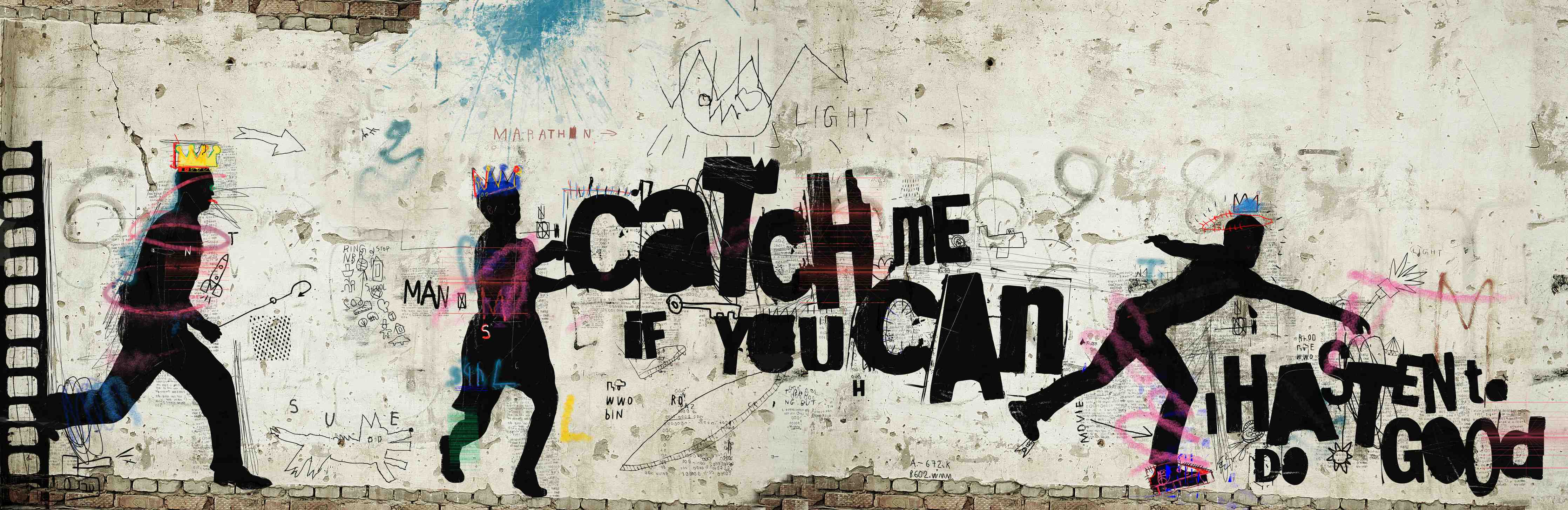 Kinderzimmer Wandgestaltung-Street-Art-Läufer auf Mauer