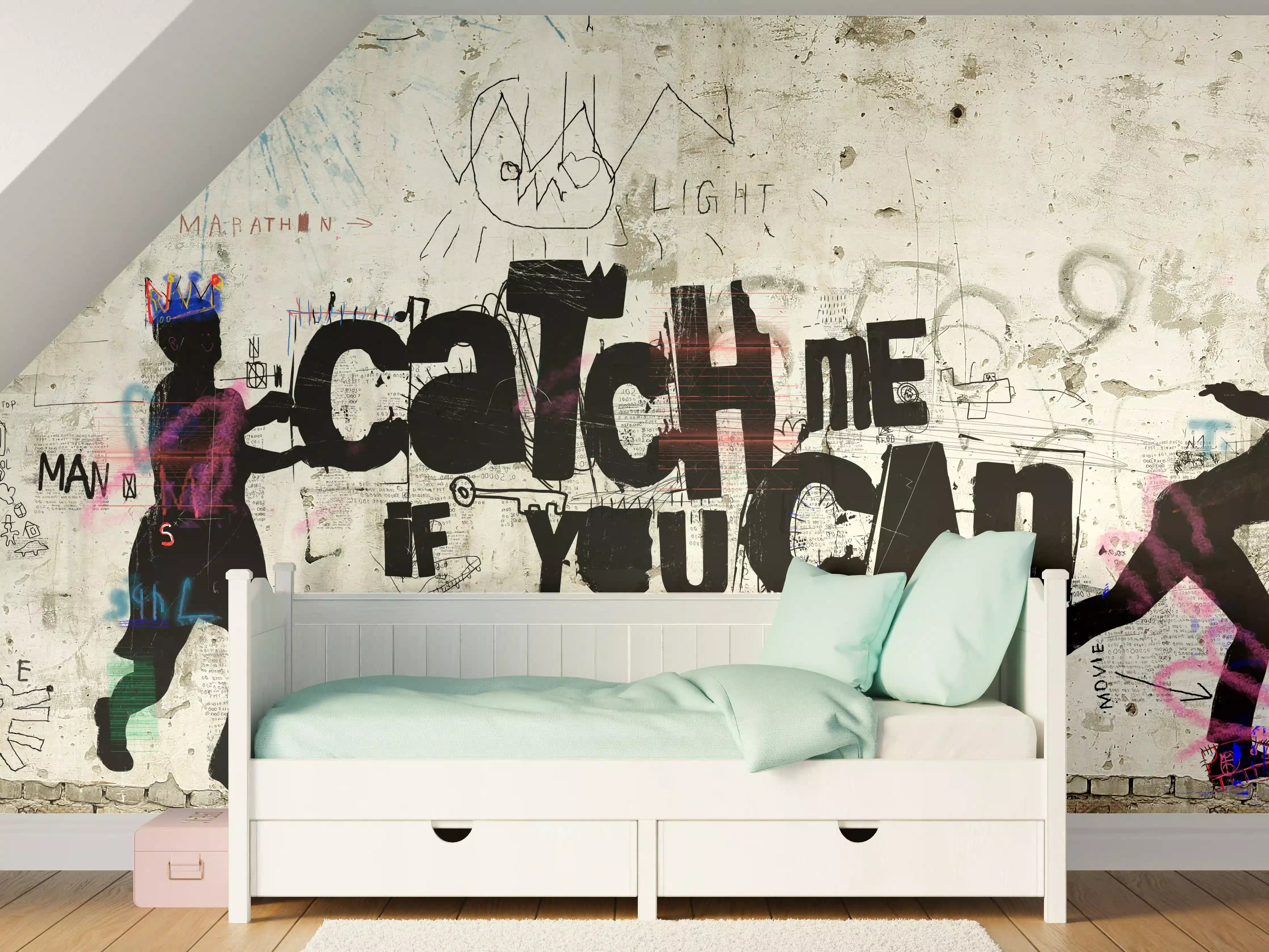 Kinderzimmer Wandgestaltung - Street-Art-Läufer auf Mauer
