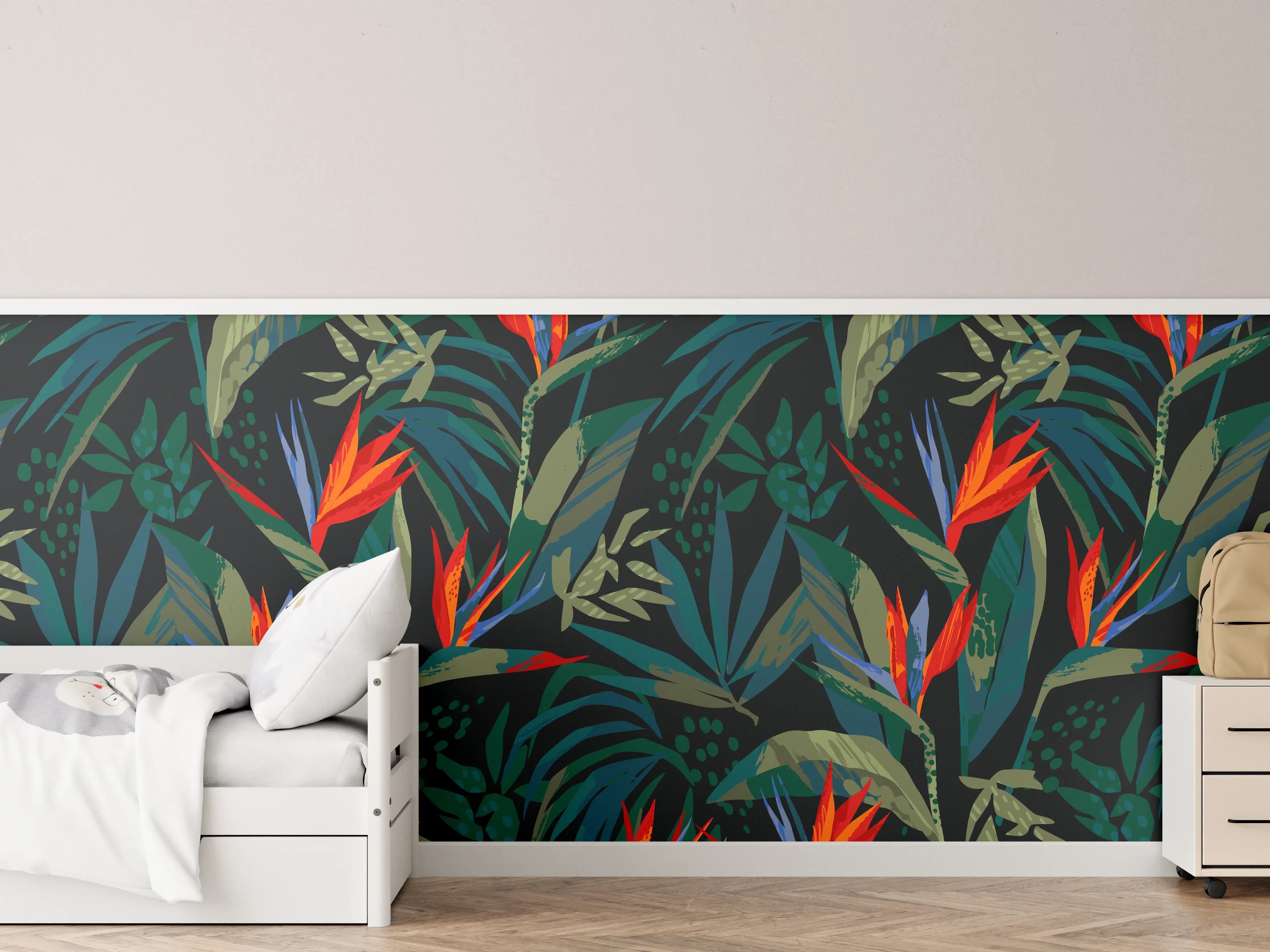 Kinderzimmer Wandgestaltung - Strelitzia Tropenwald-Motiv