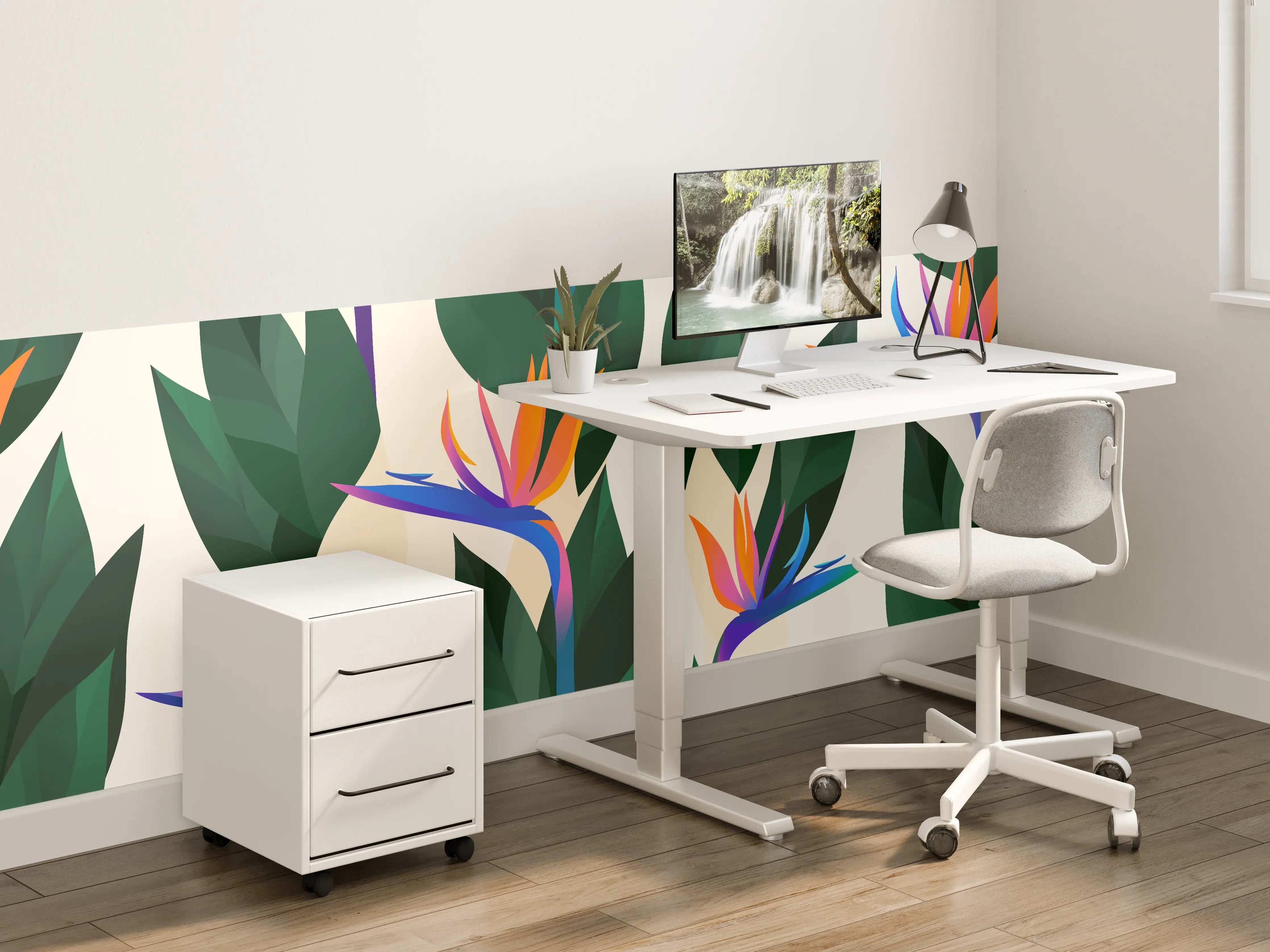 Kinderzimmer Wandgestaltung - Strelitzia Tropic Blumenmuster