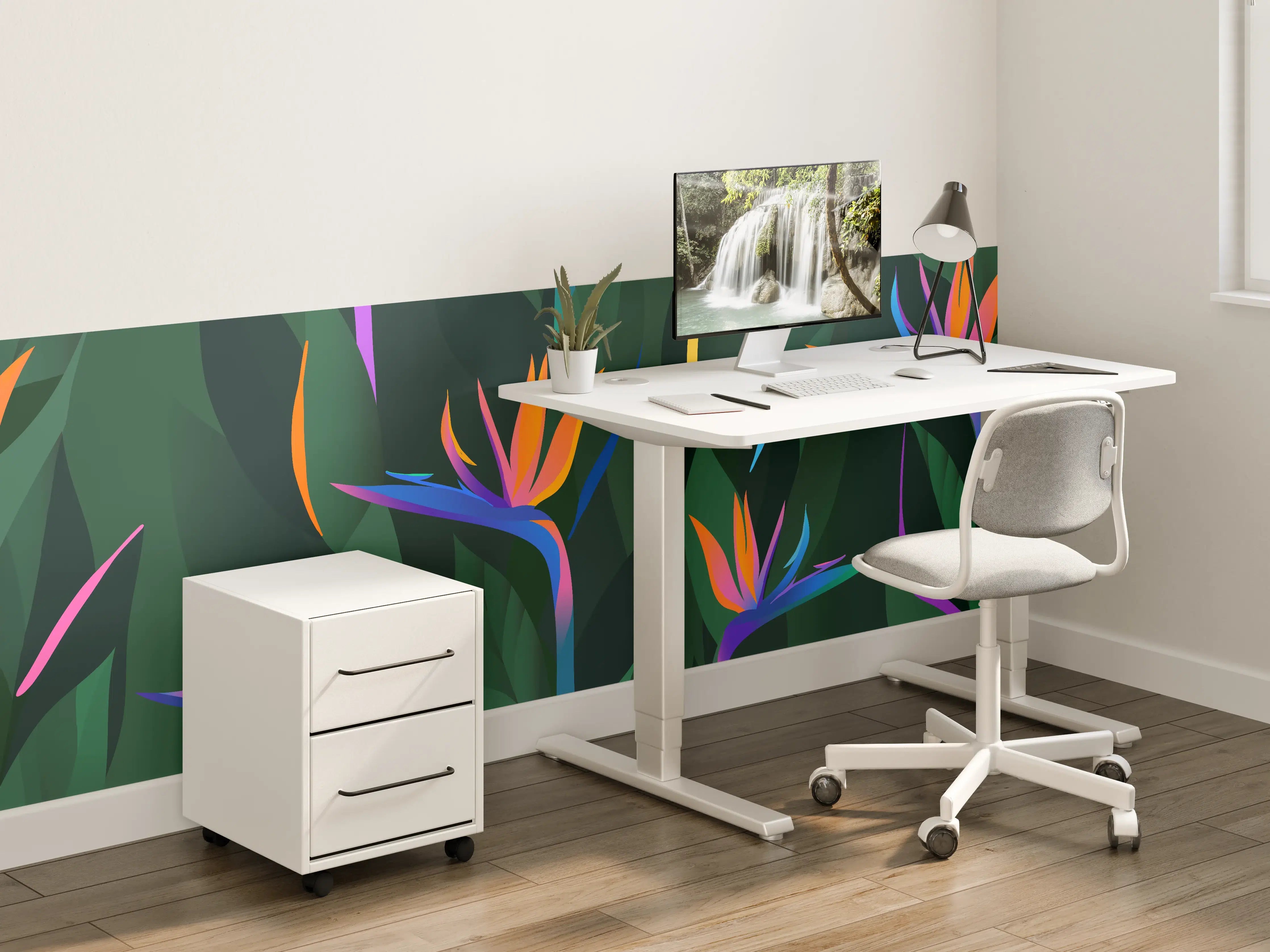 Kinderzimmer Wandgestaltung - Strelitzia Tropic Grün-Orange