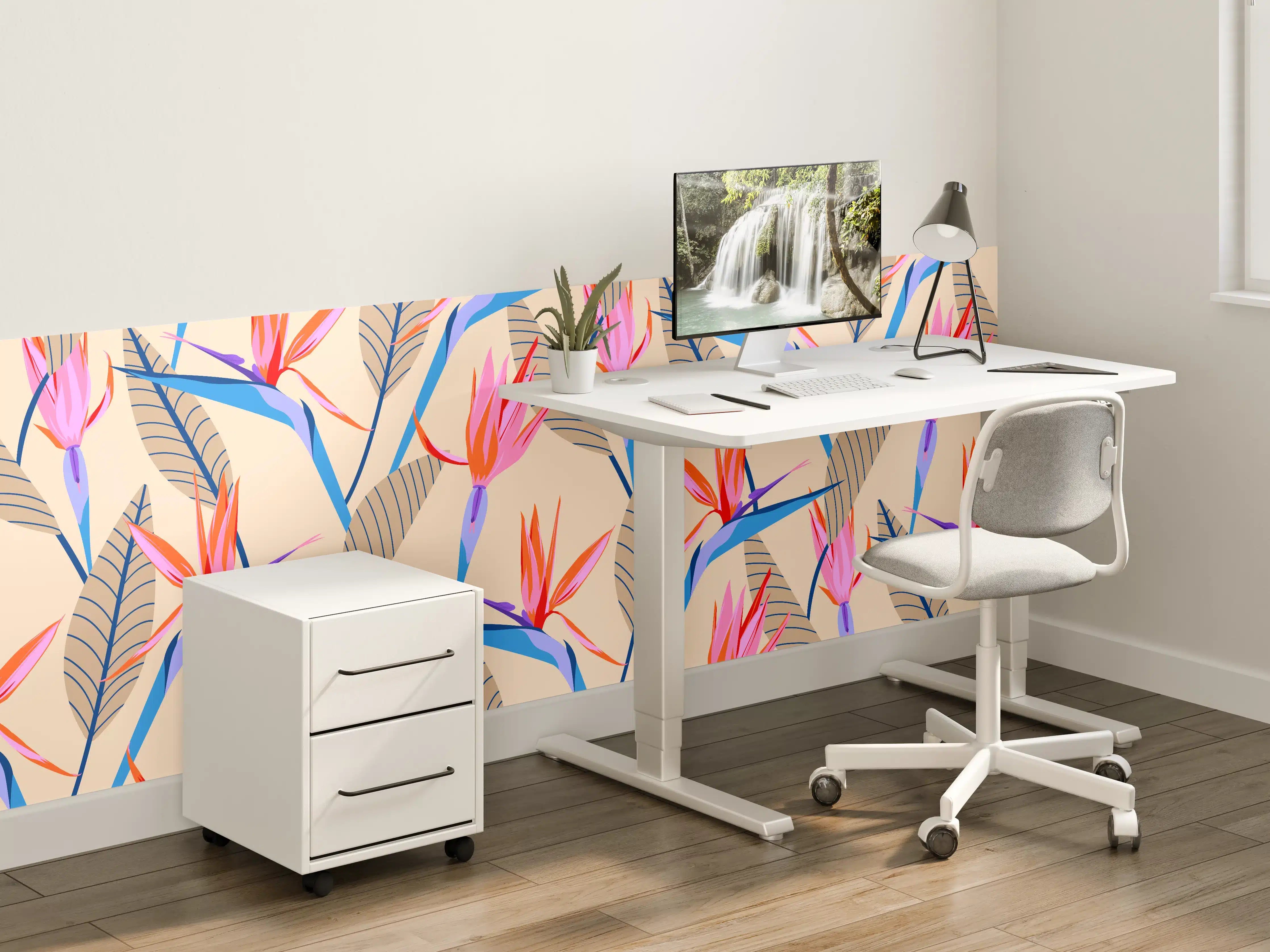 Kinderzimmer Wandgestaltung - Strelitzia Tropic Rosa-Beige