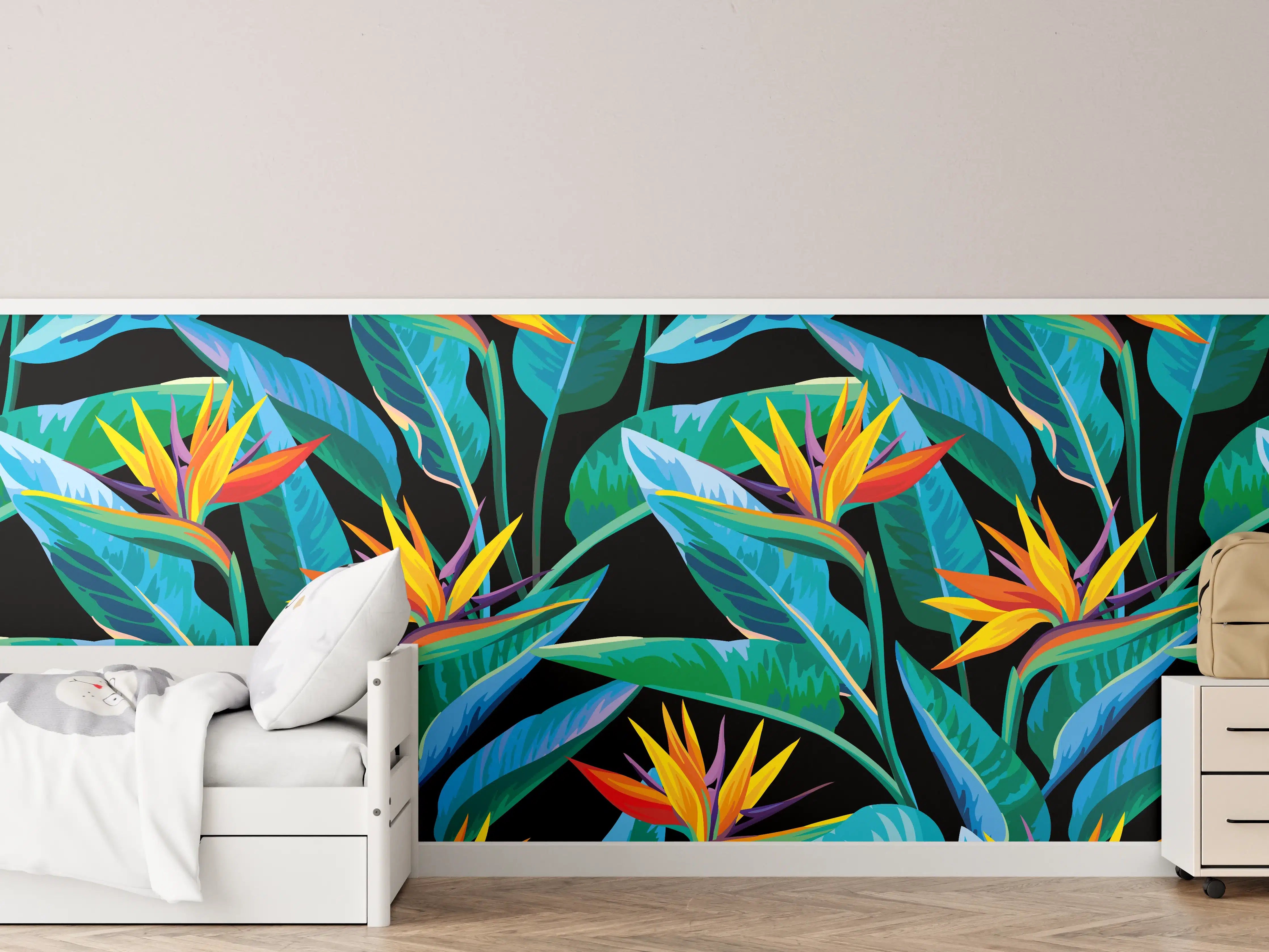 Kinderzimmer Wandgestaltung - Strelitzia Tropic Schwarz-Exotik