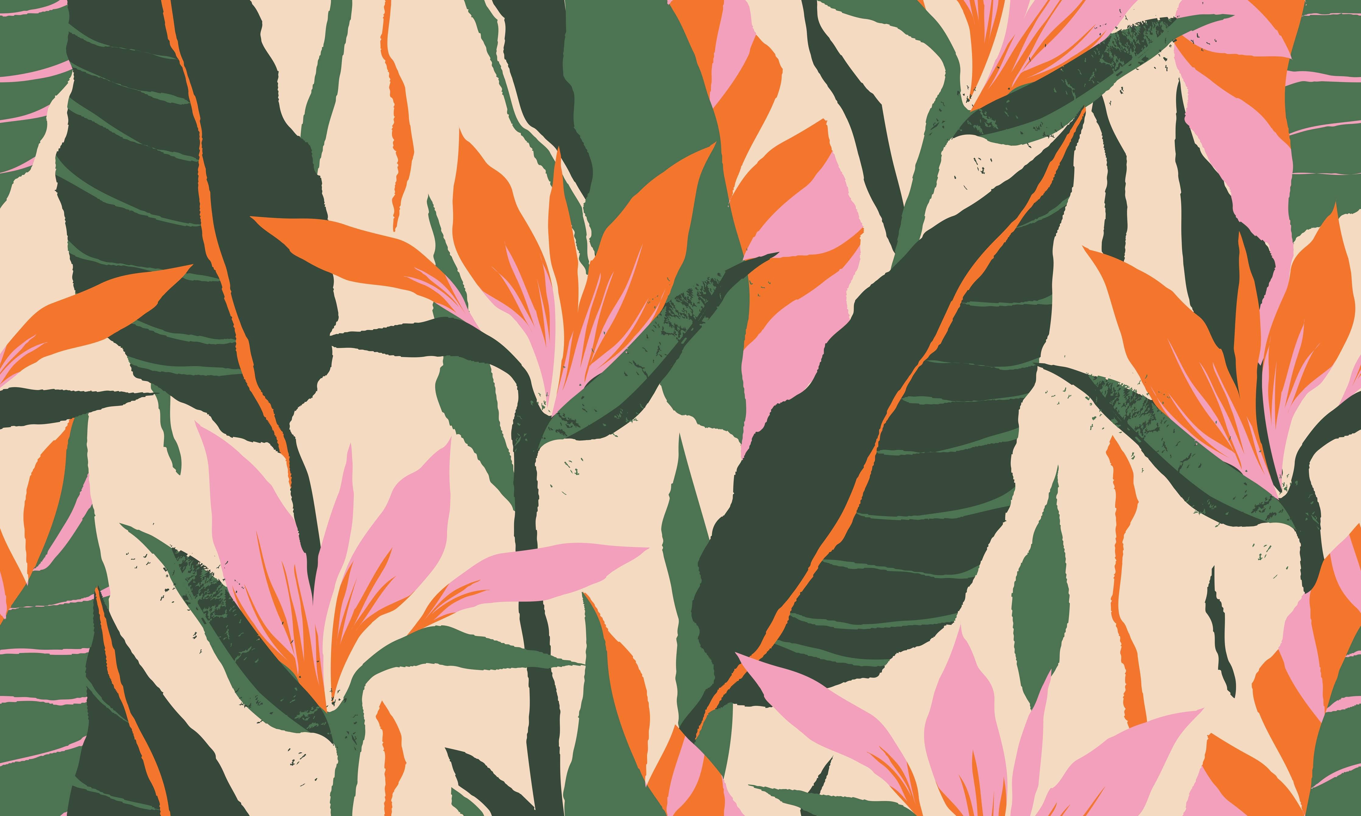 Kinderzimmer Wandgestaltung-Strelitzia Tropische Blütenornamente