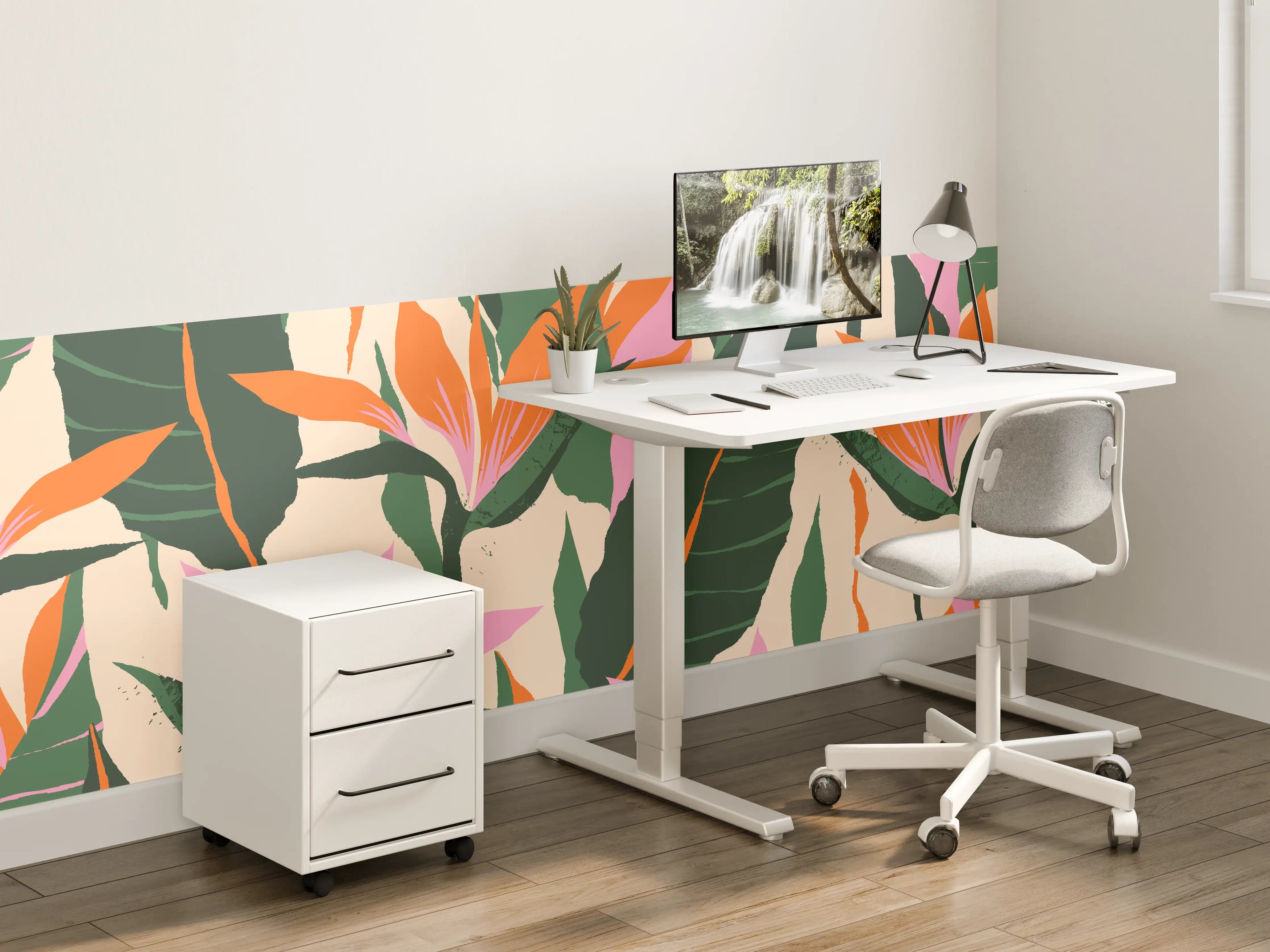 Kinderzimmer Wandgestaltung - Strelitzia Tropische Blütenornamente