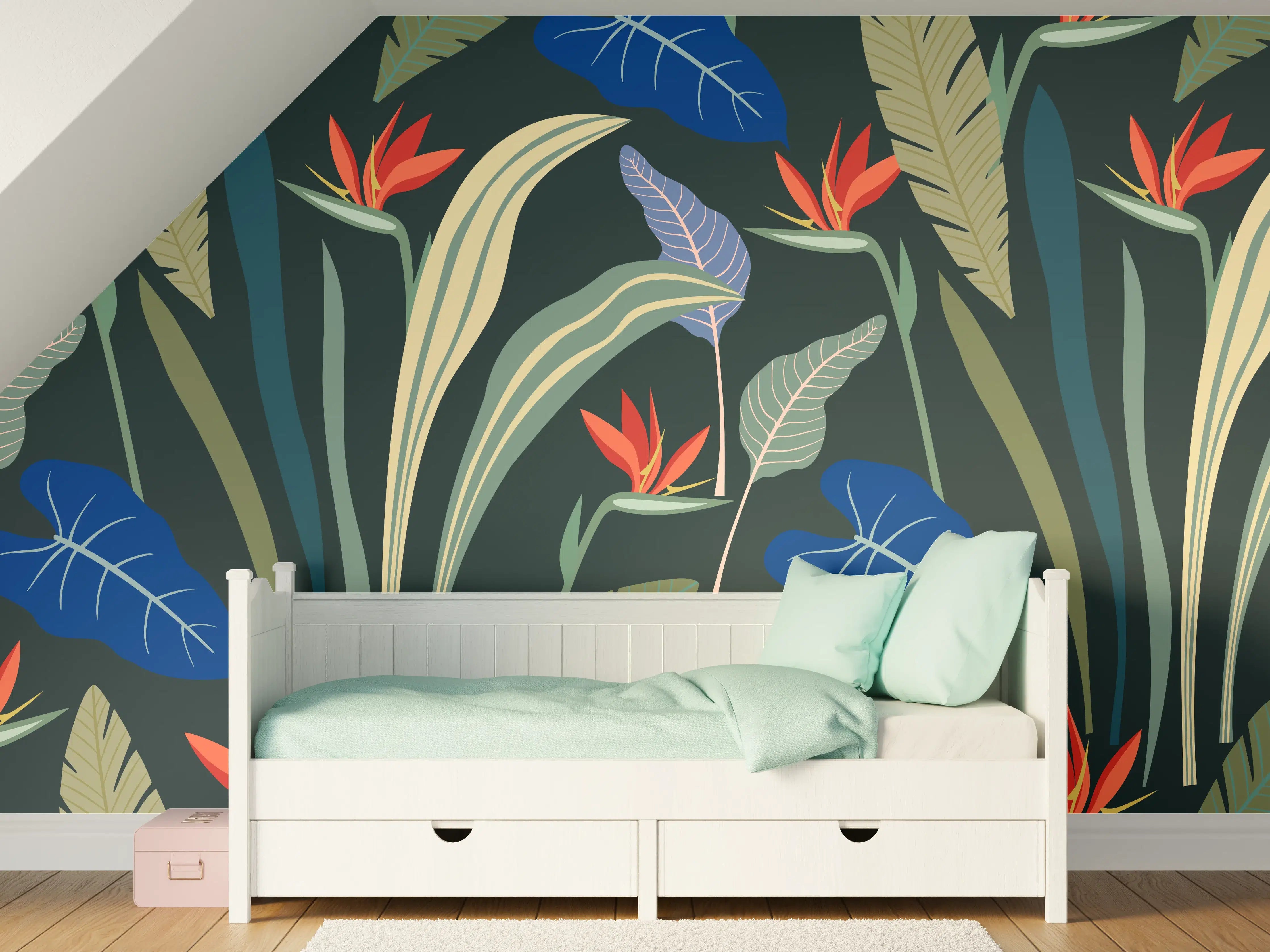 Kinderzimmer Wandgestaltung - Strelitzia Tropische Blütenpracht