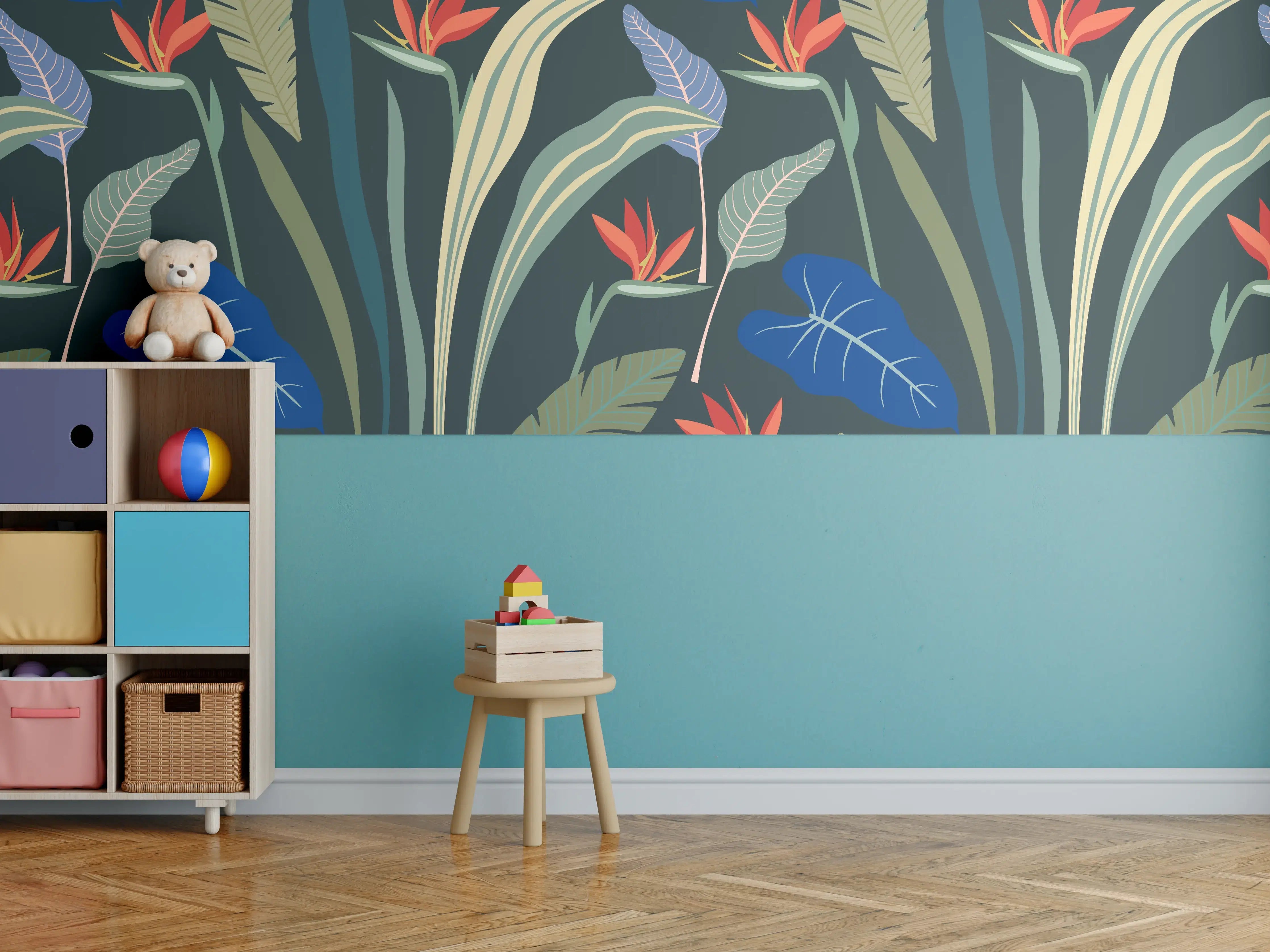 Kinderzimmer Wandgestaltung - Strelitzia Tropische Blütenpracht